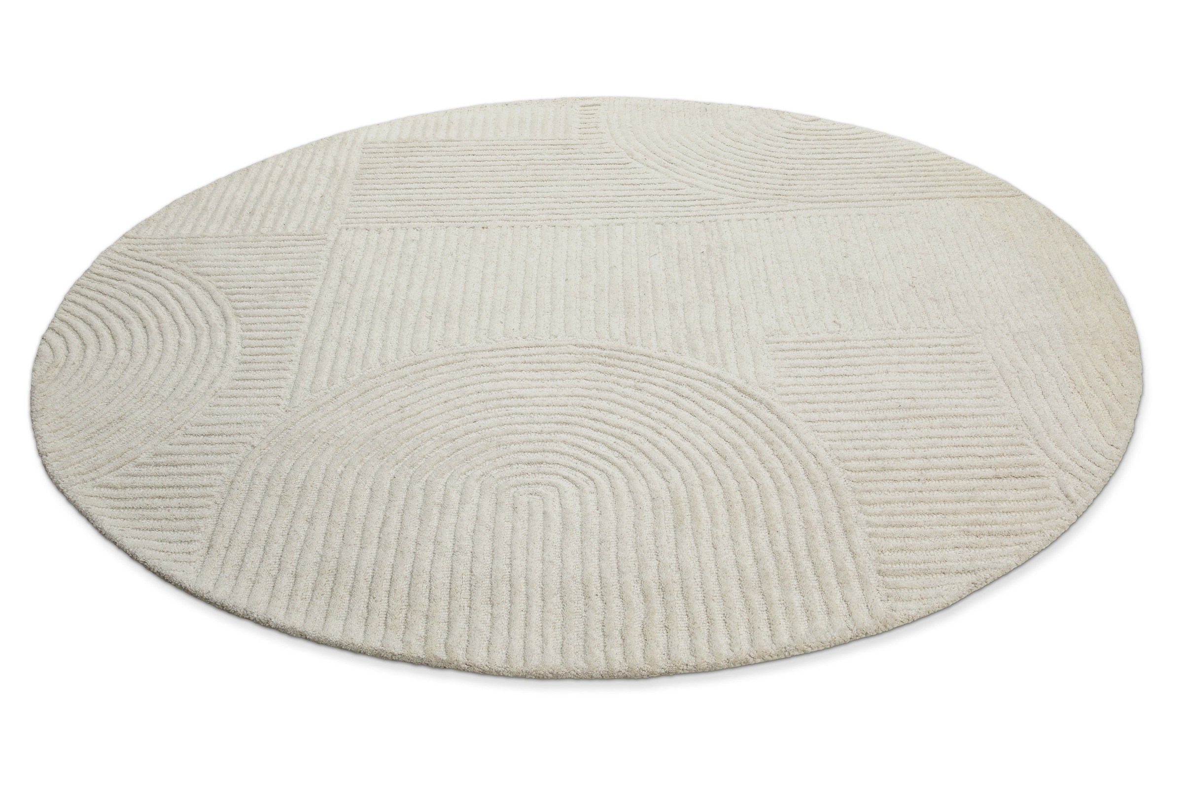 Wecon home Wollteppich »Hamptons THIRTYSIX«, rund, 15 mm Höhe, Schurwolle, Kurzflor, Wohnzimmer, Schlafzimmer, elegant, Retro Design