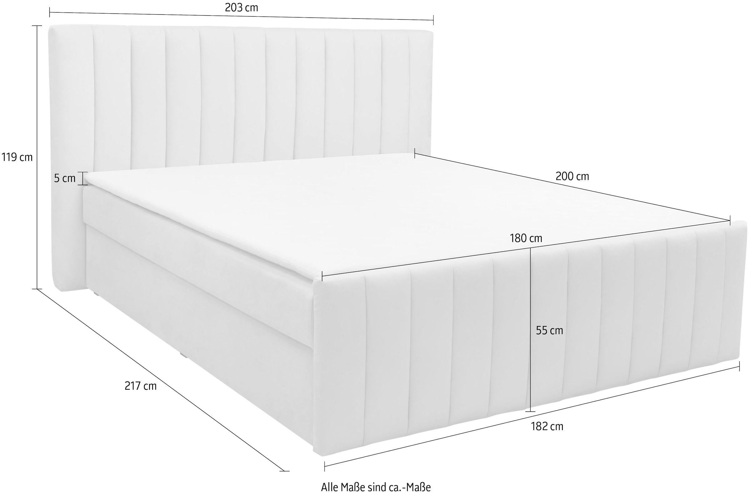 INOSIGN Boxbett »Effy inkl. Bettkasten und Topper, erhältlich in der Breite 180x200cm«, verschiedene Härtegrade wählbar