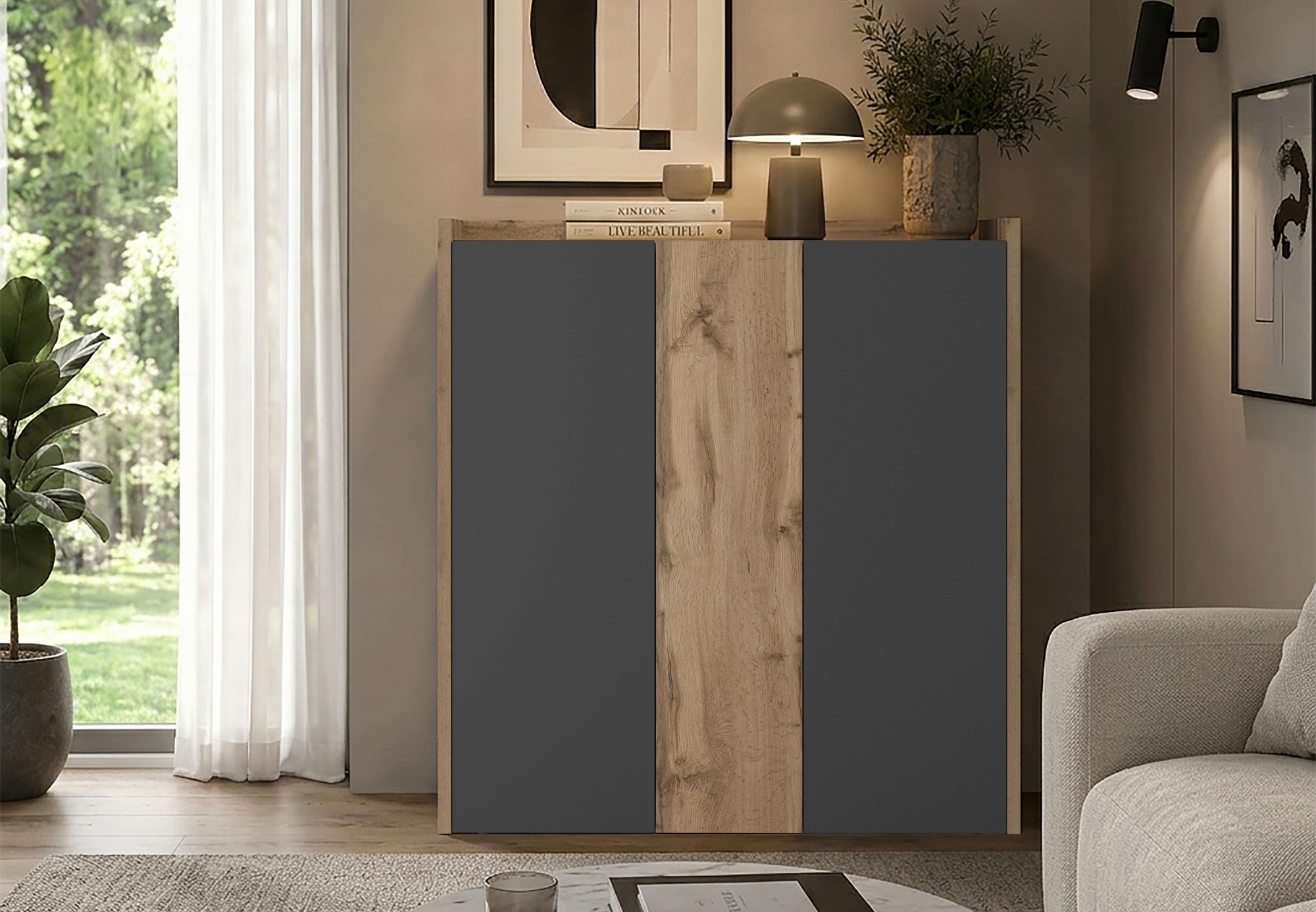 Image of GOODproduct Highboard "Highboard ALTEA, Kommode, Schrank, Kredenz" 1 Stk. tlg. Mit 3 Drehtüren, 6 Innenfächern, B.112,5 cm