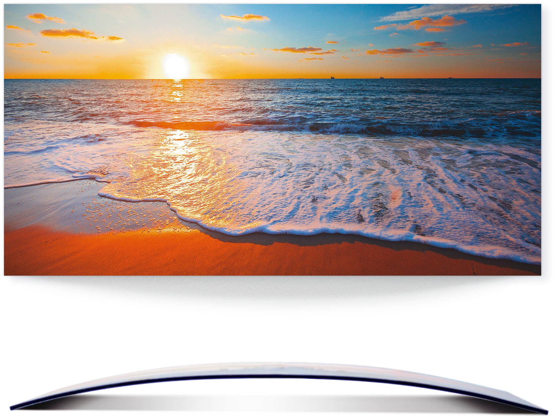 Image of Artland Wandbild »Sonnenuntergang und das Meer«, Strand, (1 St.), 3D Optik gebogen bei Ackermann Versand Schweiz