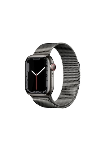 Apple Smartwatch »Serie 7, GPS, 41 mm Edelstahlgehäuse mit Milanaise-Armband«, (Watch... kaufen