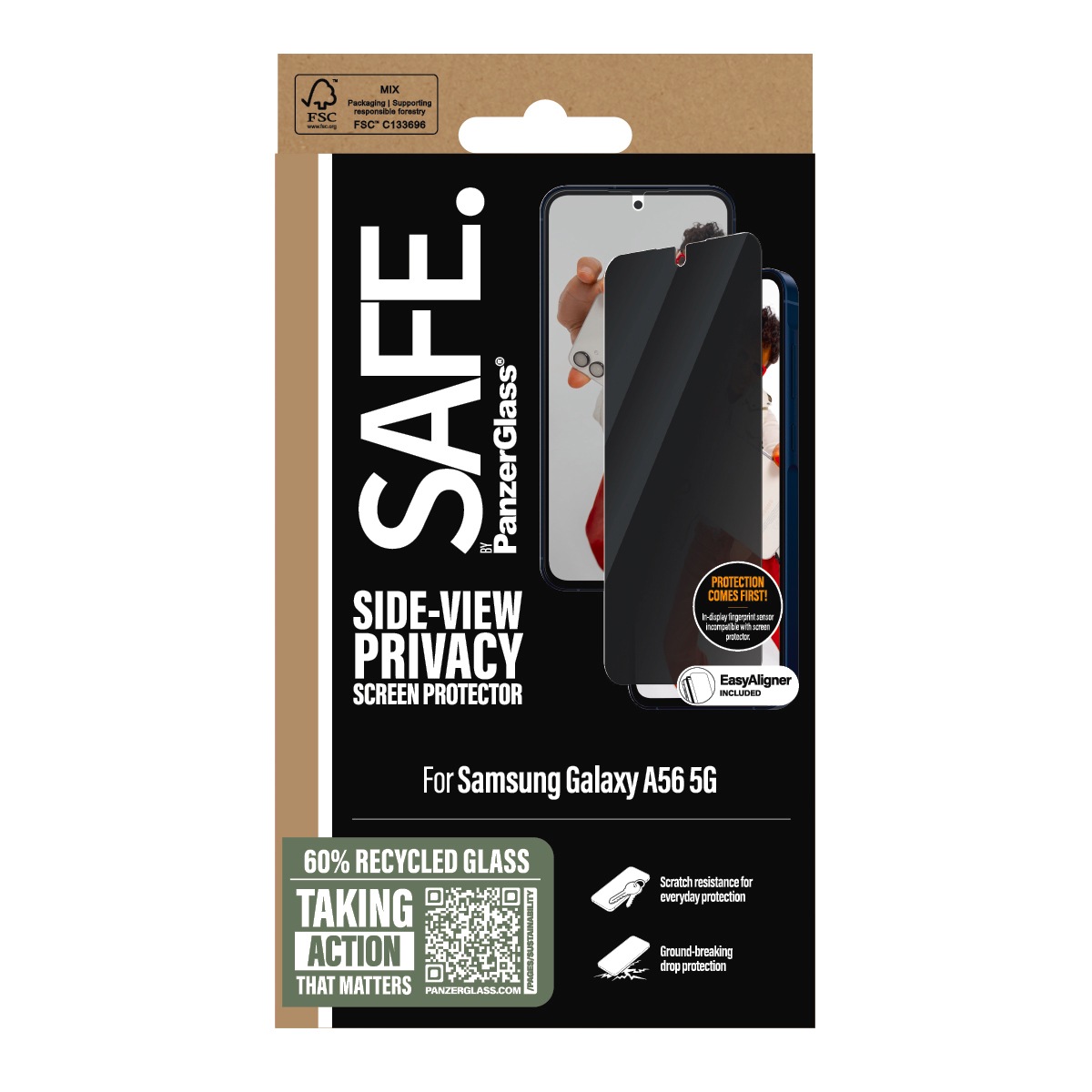SAFE by PanzerGlass Displayschutzglas »Side-View Privacy Screen Protector«, für Samsung Galaxy A56, Blickschutzfolie, Schutzfolie, Bildschirmschutz, kratz- & stossfest