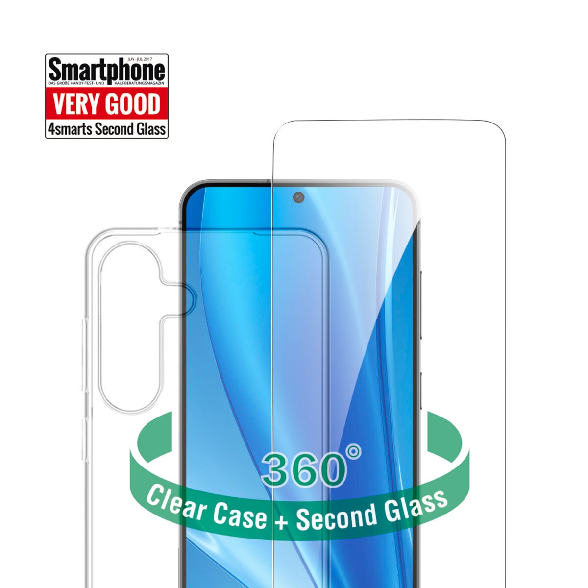 4smarts Handyhülle »360° Protection Set für Samsung Galaxy S25«, Backcover, Schutzhülle, Handyschutzhülle, Case, Schutzcase, stossfest