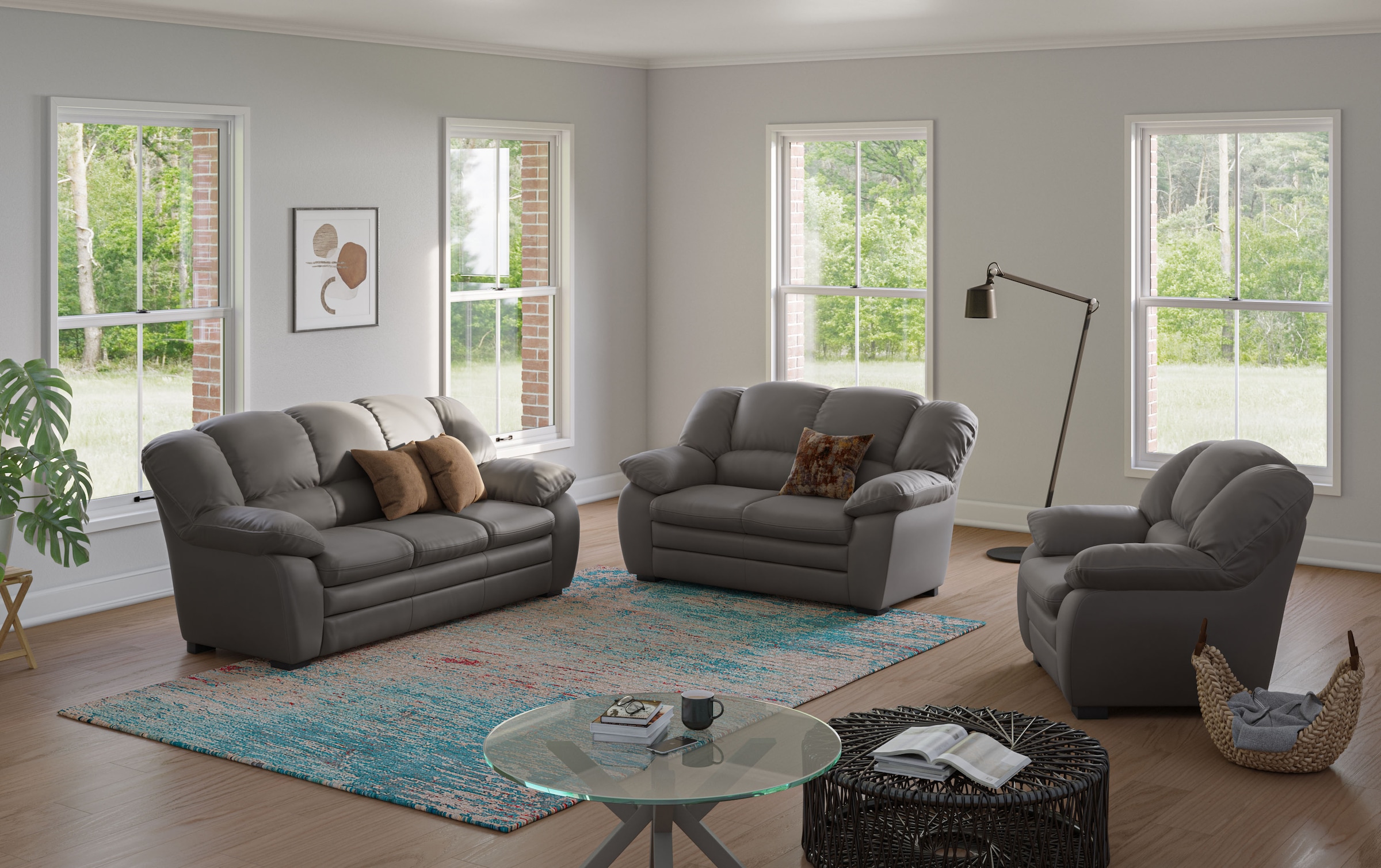 COTTA Polstergarnitur »Casino, Sofa Set, 3-2-1 Sitzer, Wohnzimmer Garnitur«, (Set, 3 tlg.), Sessel, 2-Sitzer, 2,5-Sitzer, hohe Rückenlehne