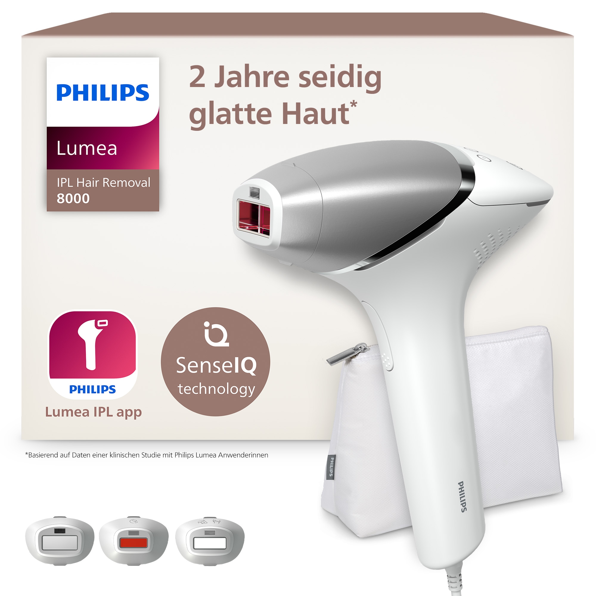 Image of Philips IPL-Haarentferner "Philips Lumea Series 8000 BRI946/00" 450.000 Lichtimpulse 3 Aufsätze (Körper, Gesicht, Präzision)