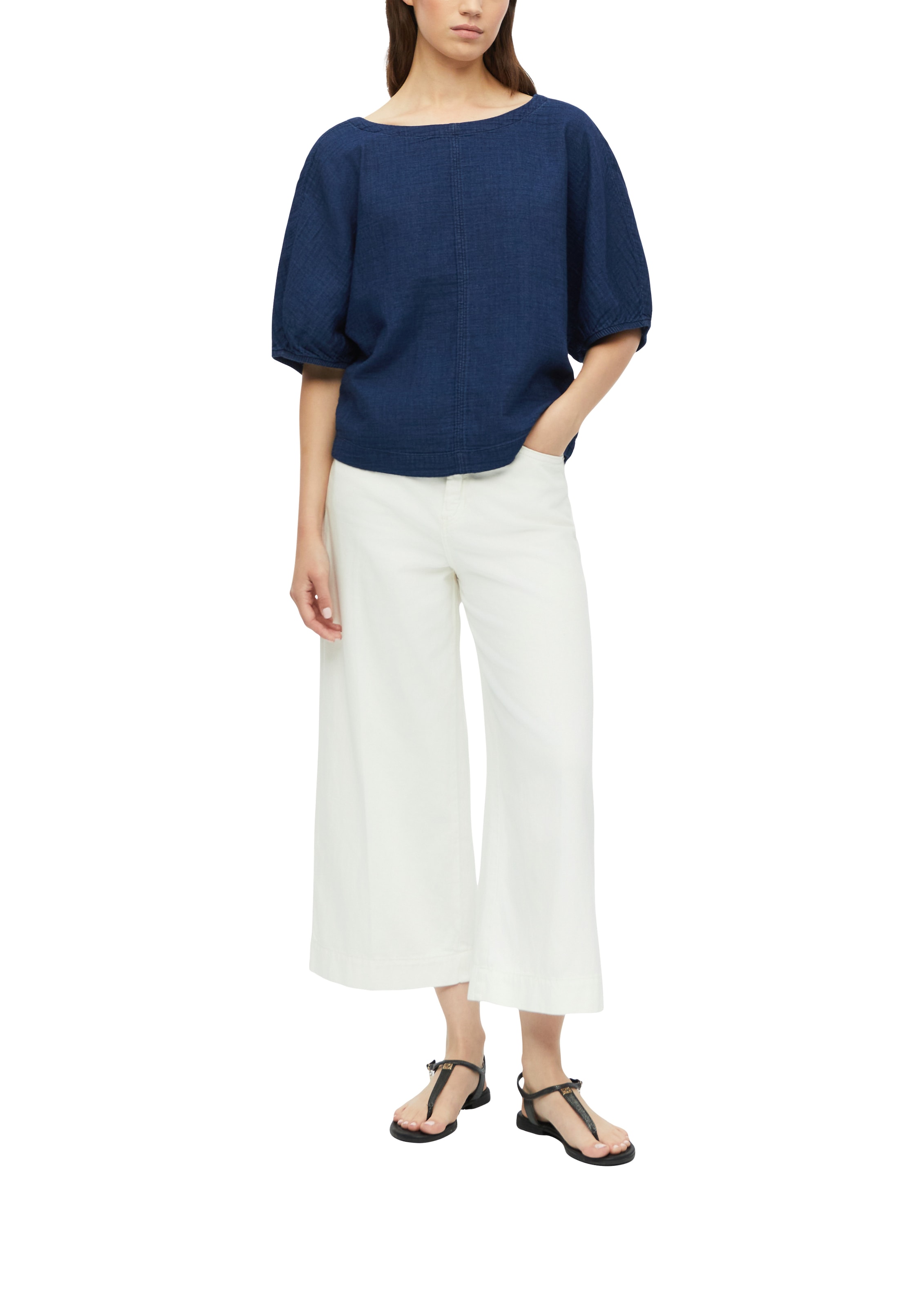 s.Oliver Blouse à manches courtes Short d'été au look jean