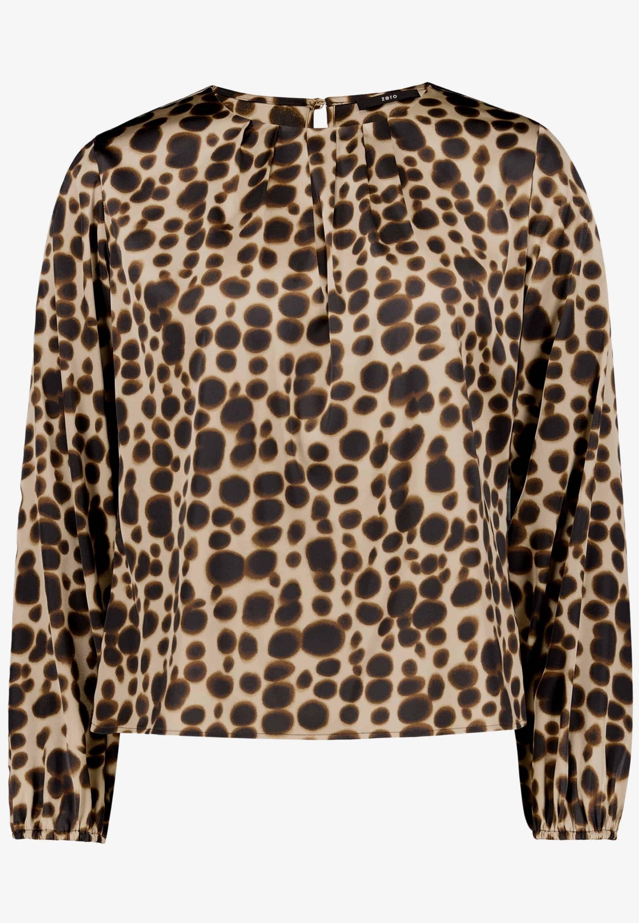 Zero Satinbluse mit Muster und Rundhalsausschnitt