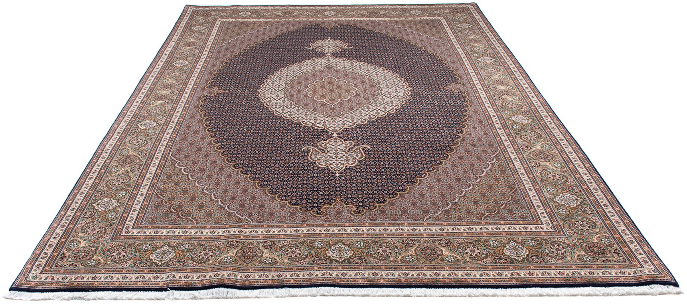 Image of morgenland Orientteppich »Perser - Täbriz - 295 x 203 cm - dunkelblau«, rechteckig, 10 mm Höhe, Wohnzimmer, Handgeknüpft, Einzelstück mit Zertifikat bei Ackermann Versand Schweiz