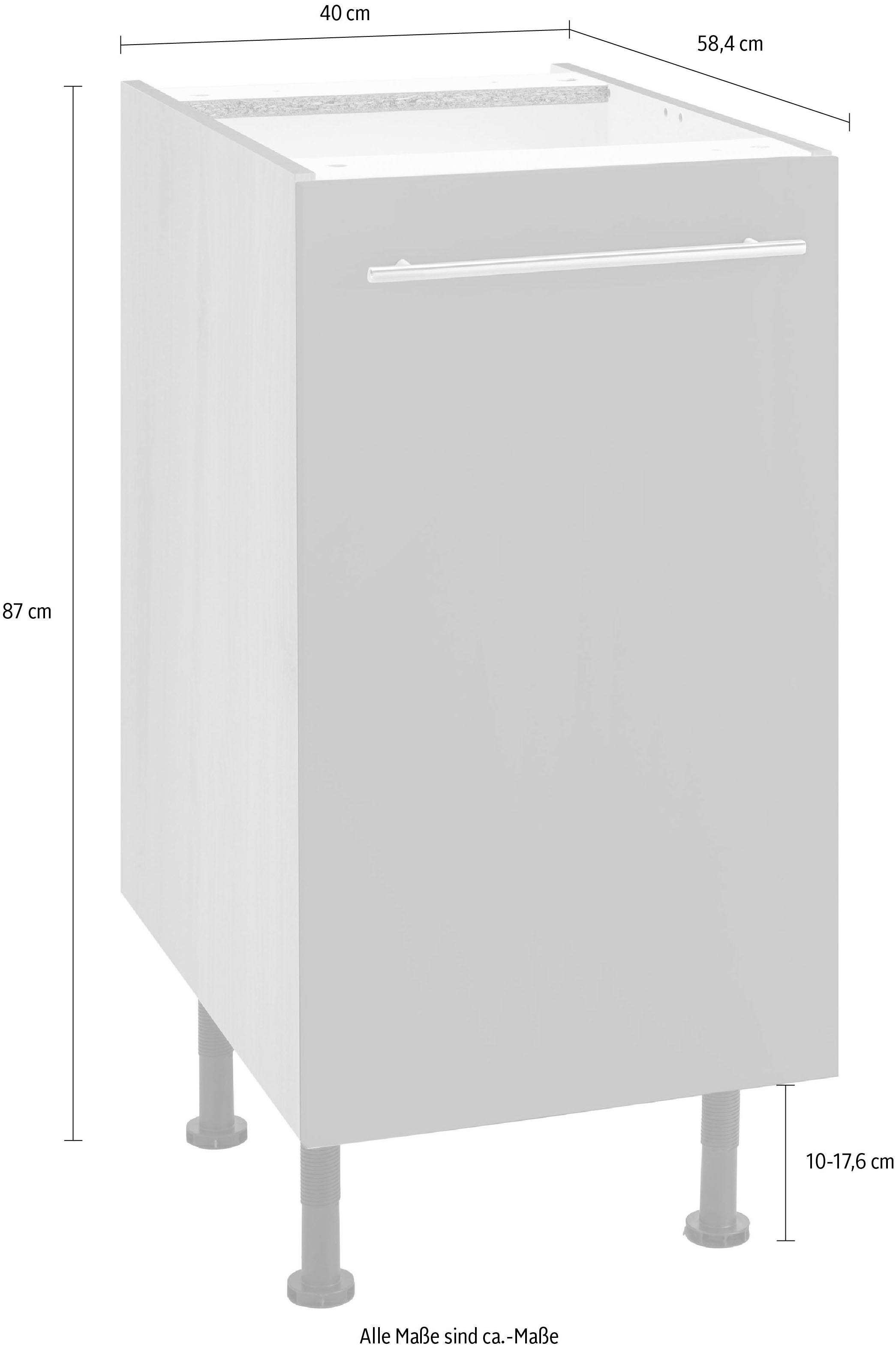 OPTIFIT Unterschrank »Bern«, 40 cm breit, mit 1 Tür mit höhenverstellbaren Füssen, mit Metallgriff