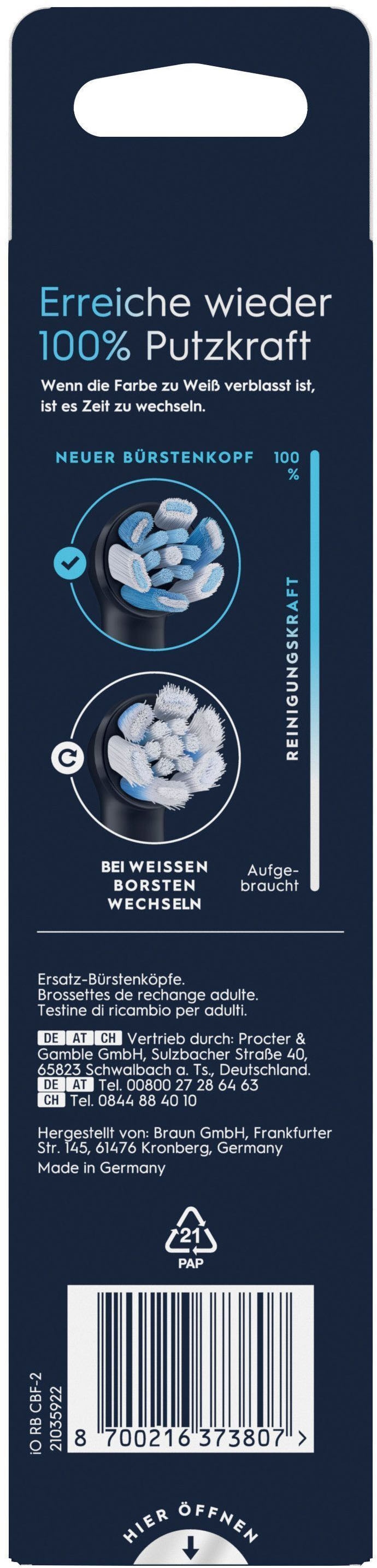 Oral-B Aufsteckbürsten »Oral-B iO Ultimative Reinigung«, für fortgeschrittene Tiefenreinigung und Plaque-Entfernung