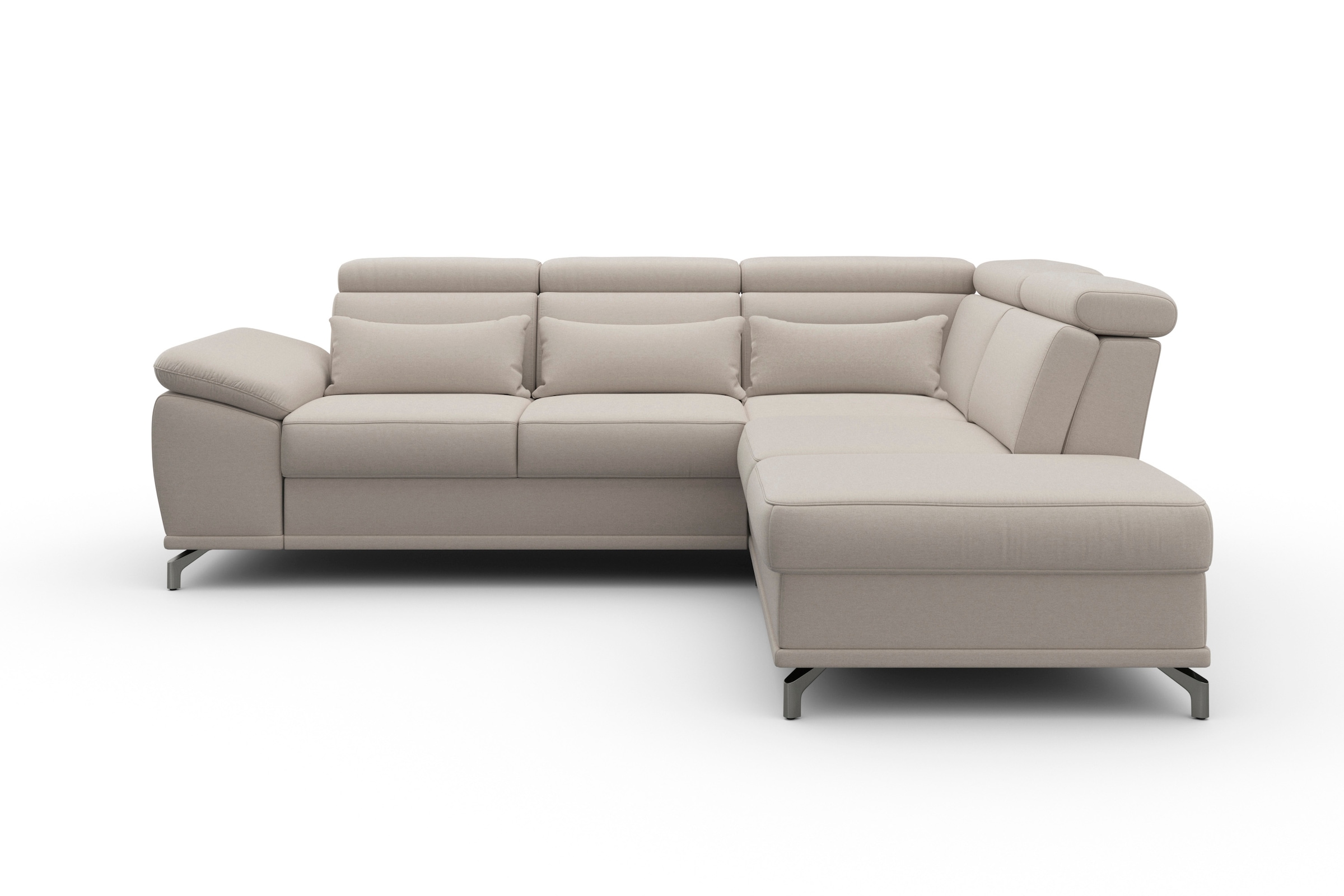 sit&more Ecksofa »Cabrio L-Form, mit Sitztiefenverstellung, Arm- und Kopfteilverstellung«, 3 Nierenkissen, Federkern, optional Bettfunktion und Stauraum