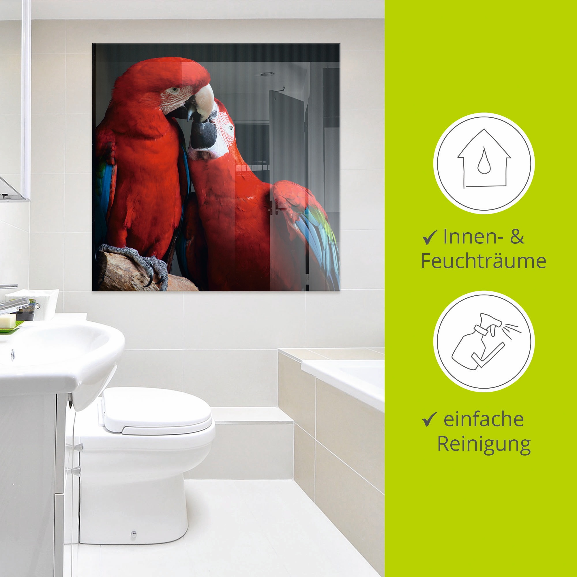 Artland Glasbild »Papageien« Vögel 1 Stk. tlg. in verschiedenen Grössen