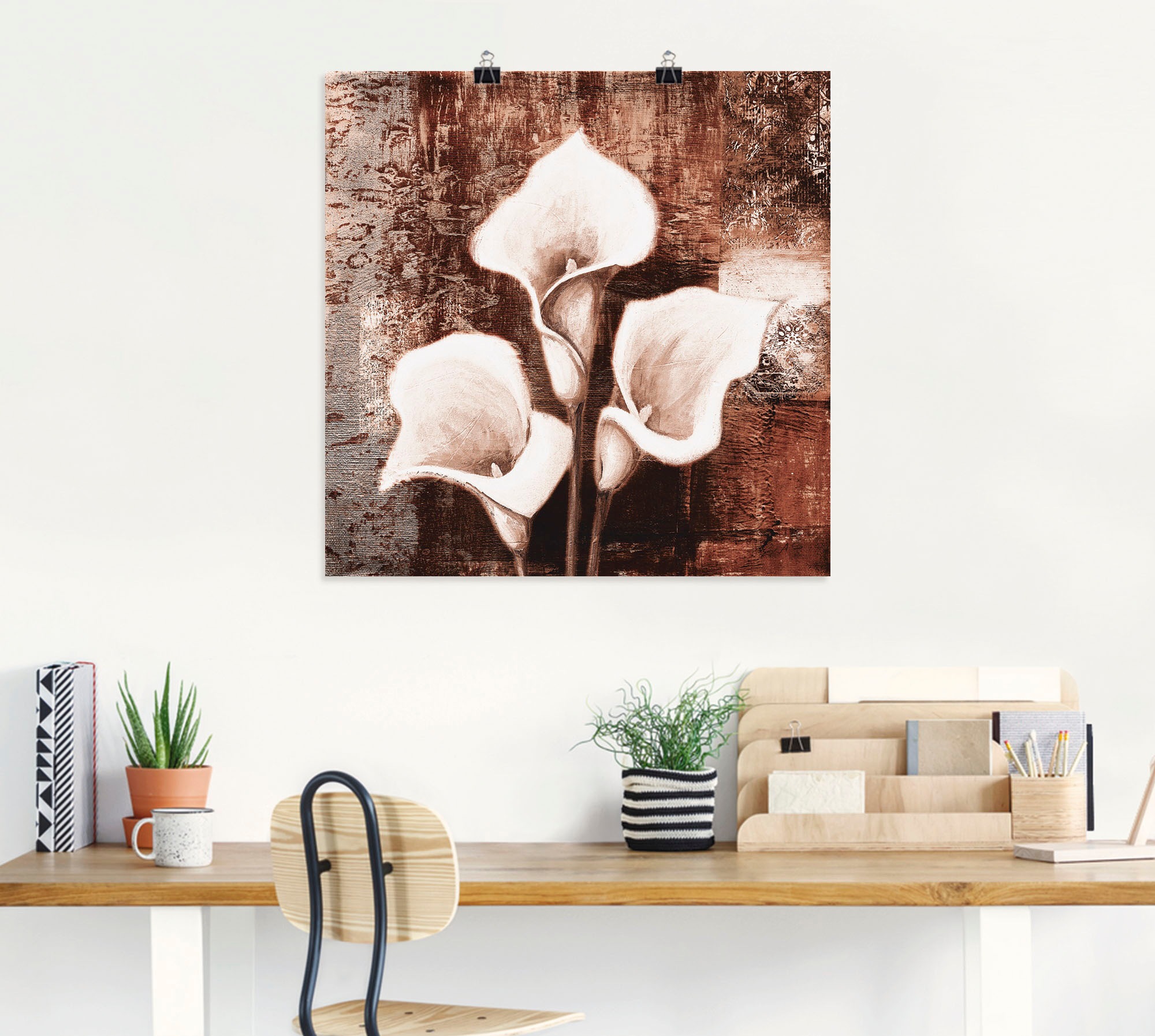 Artland Wandbild »Antike Callas - braun«, Blumen, (1 St.), als Leinwandbild, Poster in verschied. Grössen