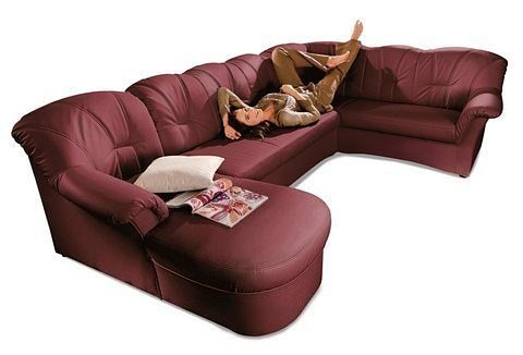 DOMO collection Wohnlandschaft »Papenburg, zeitlose Rückensteppung, elegante Formensprache, U-Form«, in grosser Farbvielfalt, wahlweise mit Bettfunktion