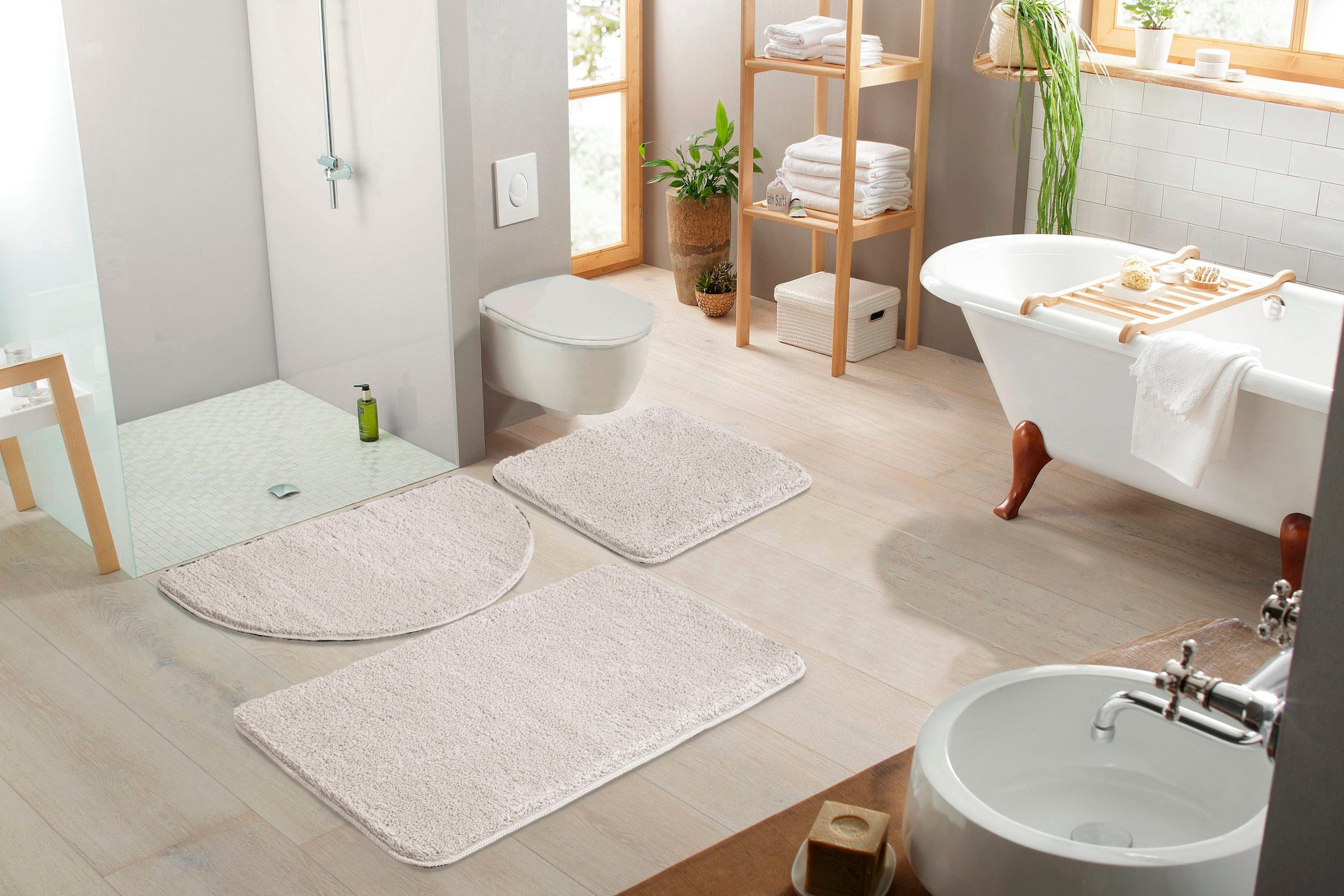GOODproduct Badematte »Inga, Badezimmer Teppich, Badvorleger« Höhe 20 mm rutschhemmend beschichtet fussbodenheizungsgeeignet | schnell trocknend | strapazierfähig Badteppich, unifarben, weich, als halbrund und rechteckig erhältlich