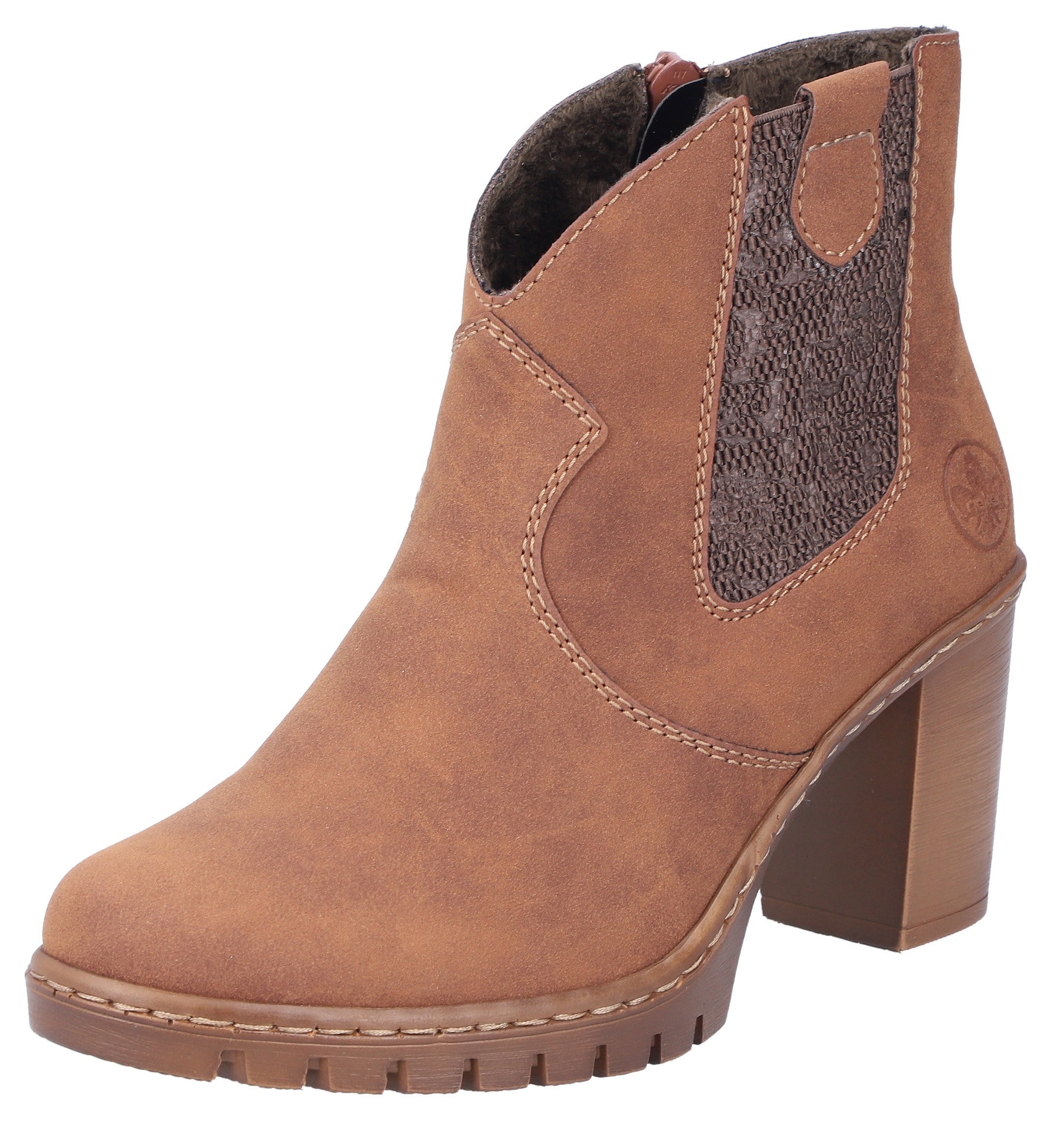 Rieker Cowboy Stiefelette, Westernstiefelette, Stiefelette mit seitlichem Stretcheinsatz