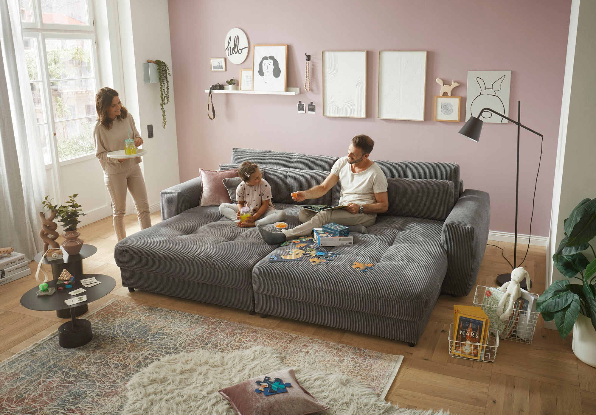 ED EXCITING DESIGN Loveseat »Barura«, (2 St.), Big-Sofa mit 2 Nierenkissen