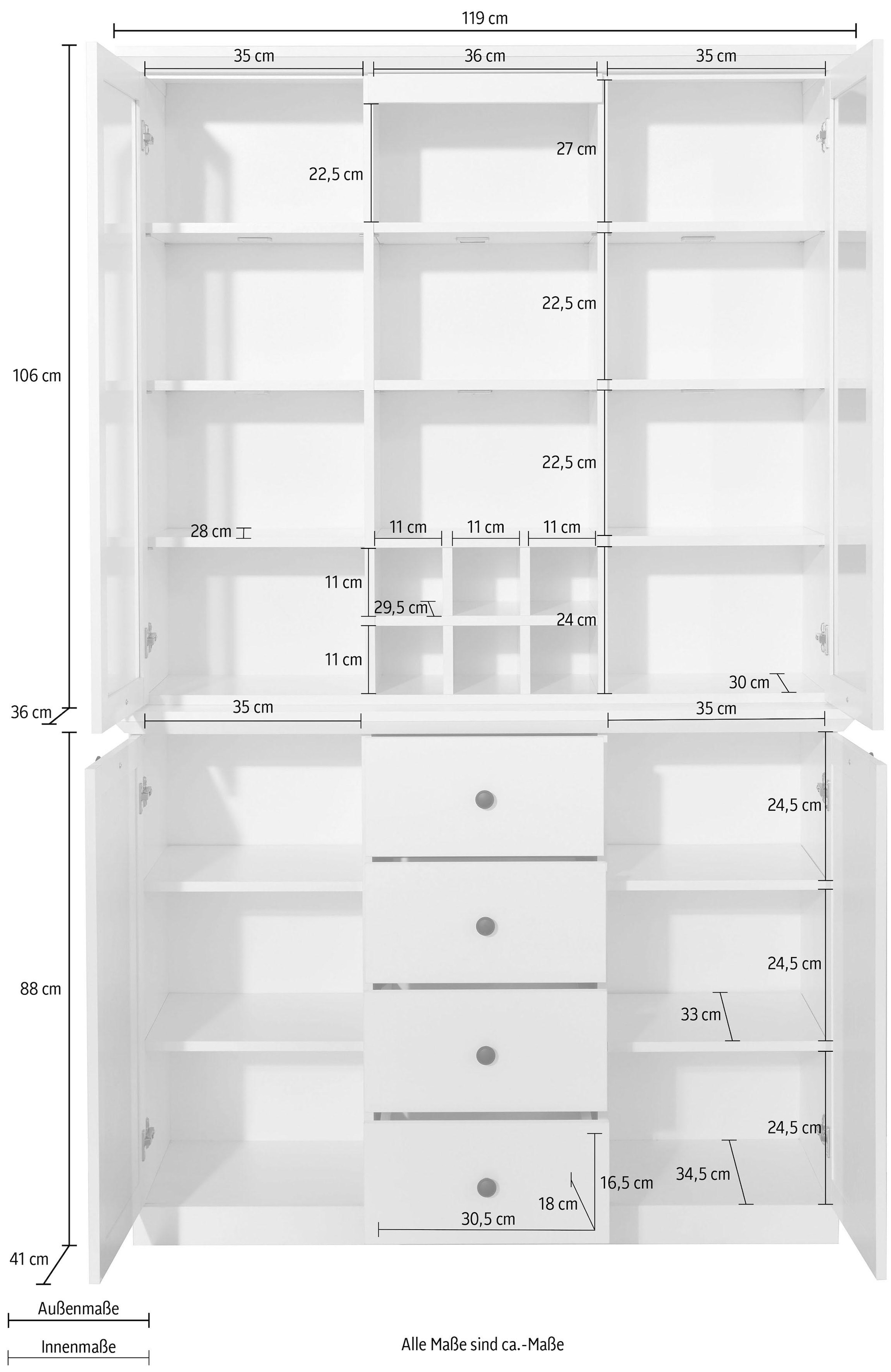 Home affaire Buffet »Örebro«, zeitloser Landhausstil, mit Vollauszug, Beleuchtung optional