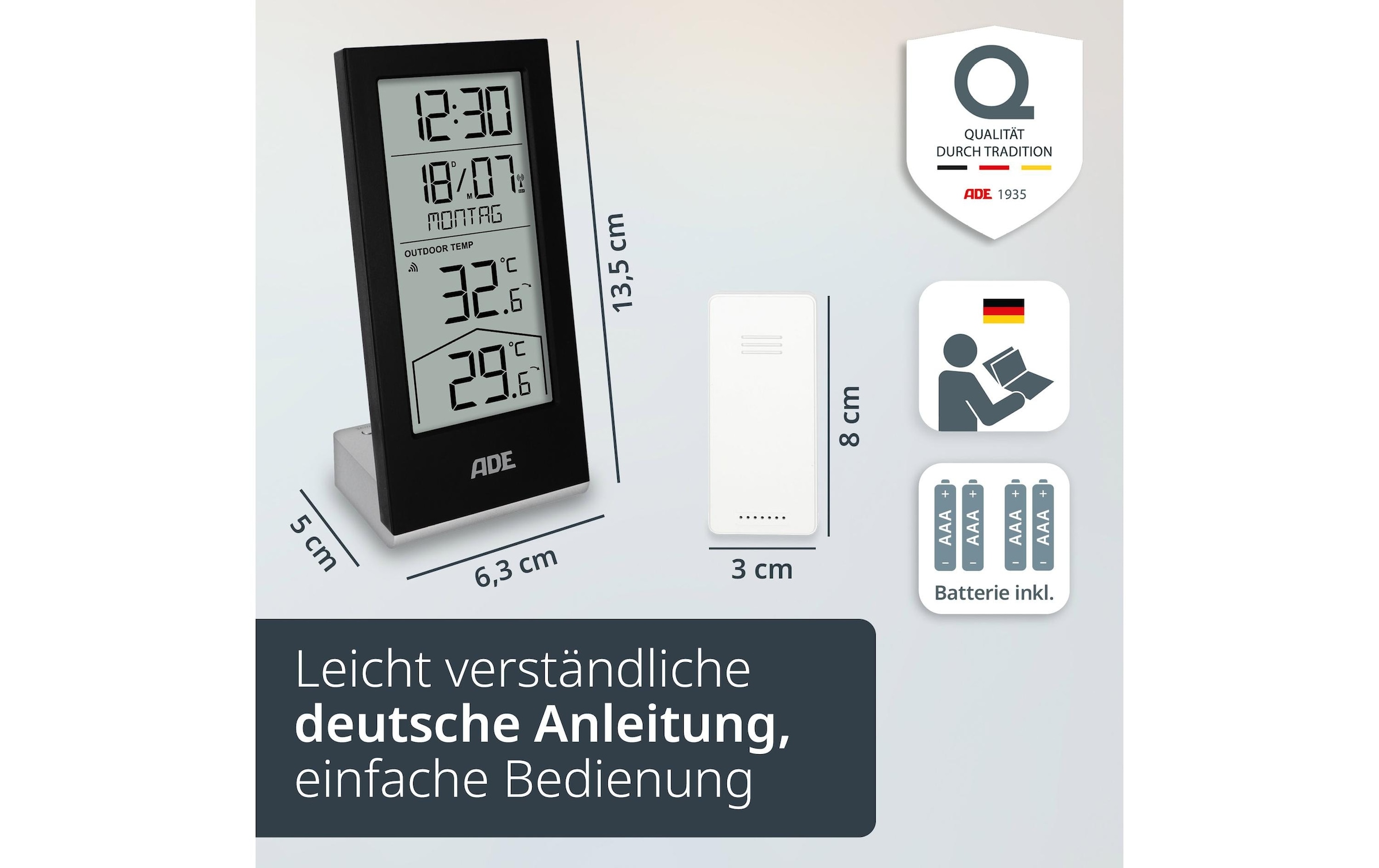 ADE Funkwetterstation »mit Funk-Aussensensor«