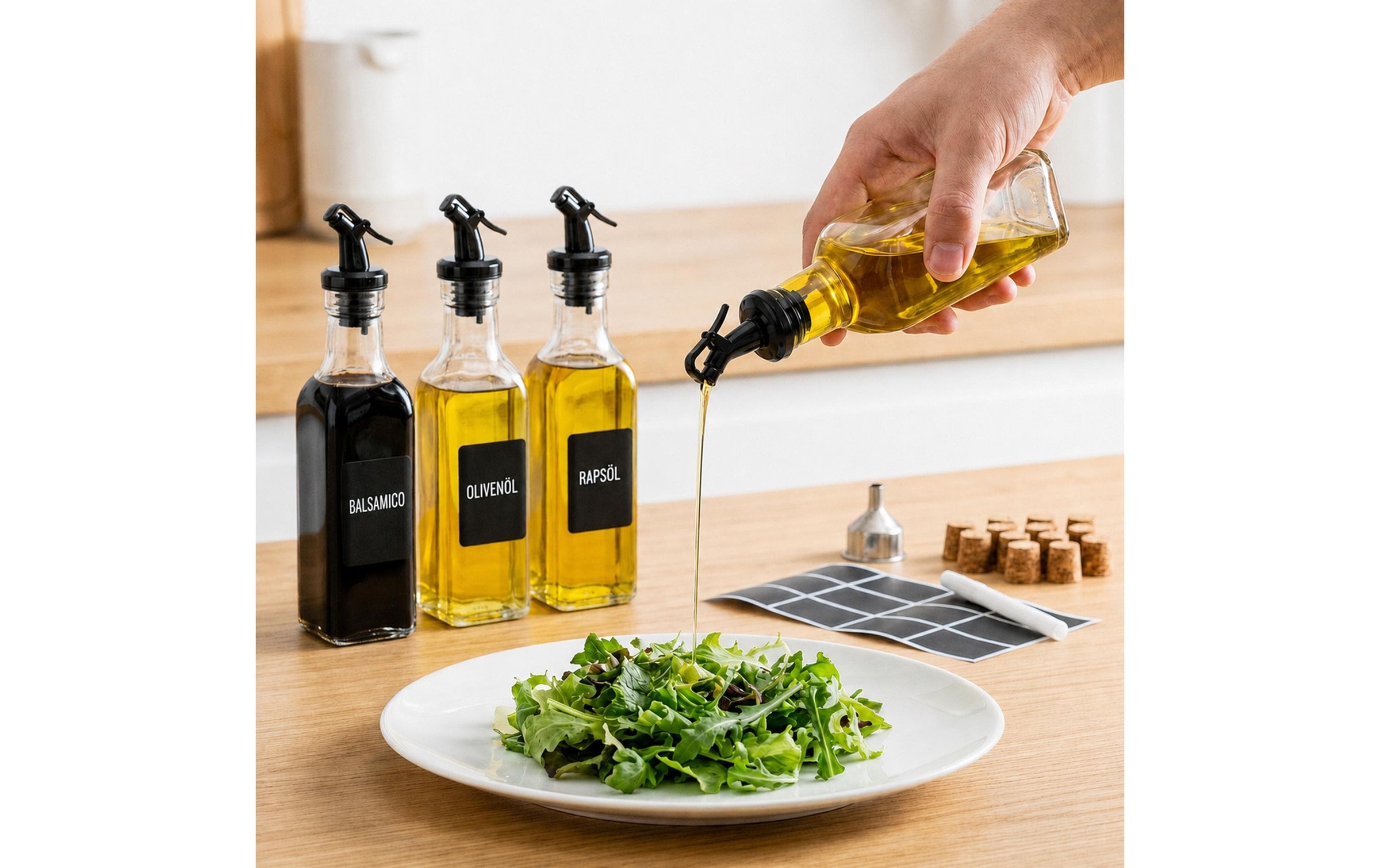 relaxdays Menage-Set "Ölflaschen Set 12-teilig Glas 150 ml"