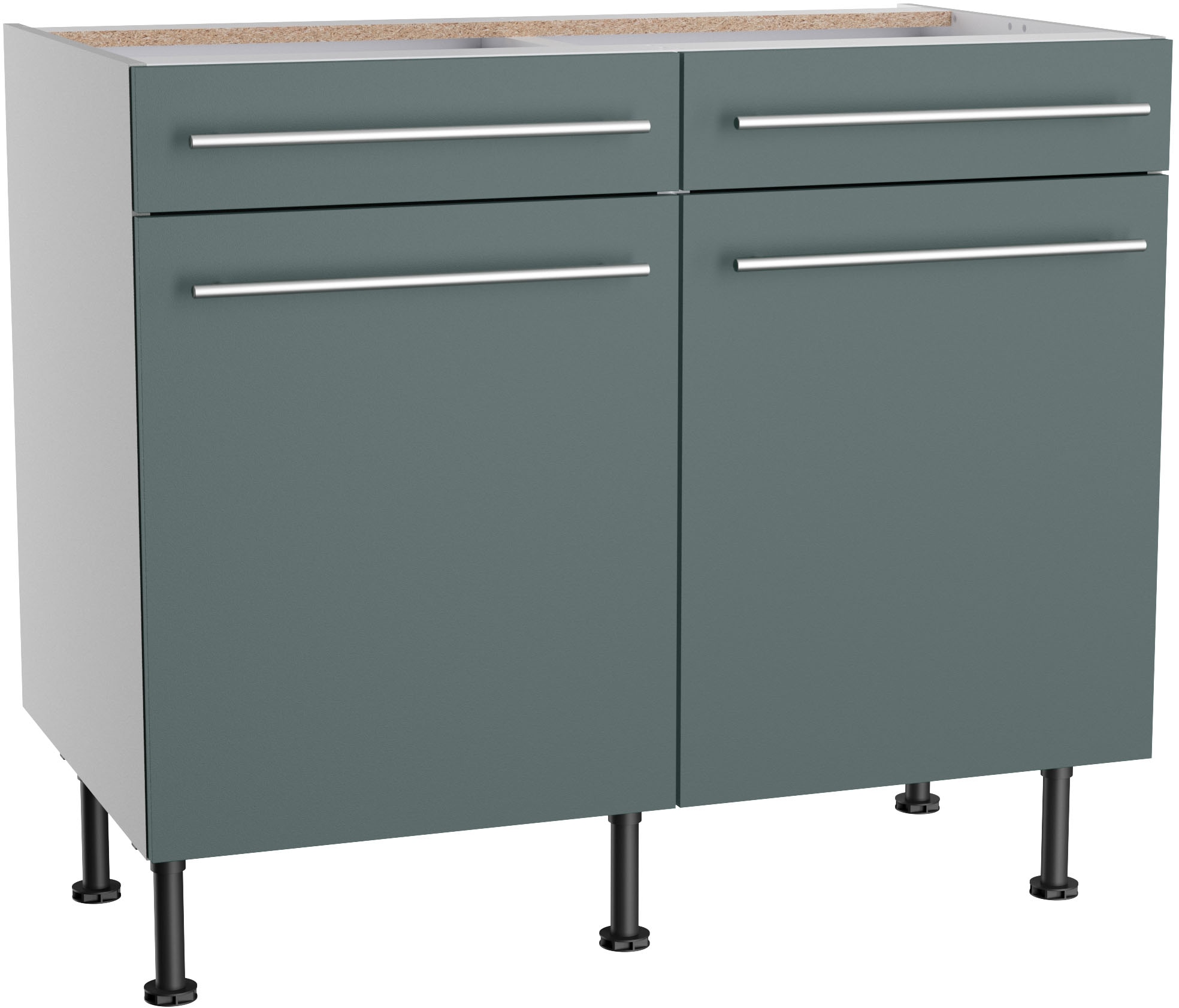 Image of KOCHSTATION Unterschrank "KS-Bern2" Breite 100 cm, 2 Türen, 2 Schubkästen, 1 Einlegeboden