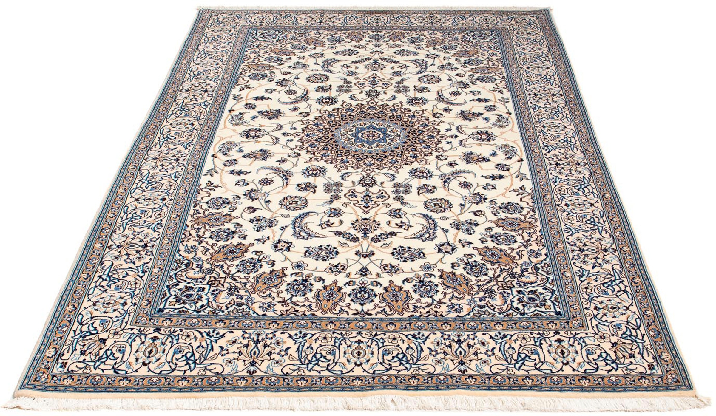Image of morgenland Orientteppich »Perser - Nain - Premium - 209 x 130 cm - beige«, rechteckig, 6 mm Höhe, Wohnzimmer, Handgeknüpft, Einzelstück mit Zertifikat bei Ackermann Versand Schweiz
