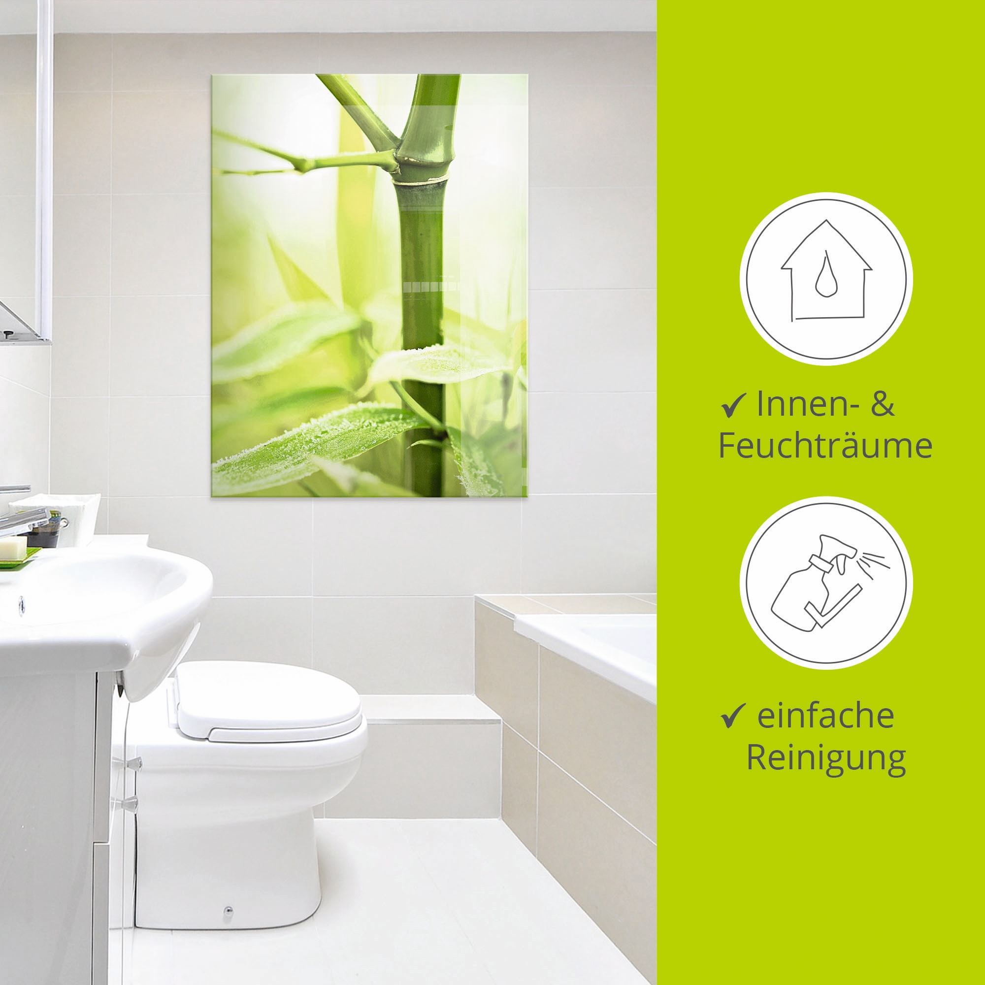Artland Glasbild »Bambus Zweig«, Gräser, (1 St.), in verschiedenen Grössen