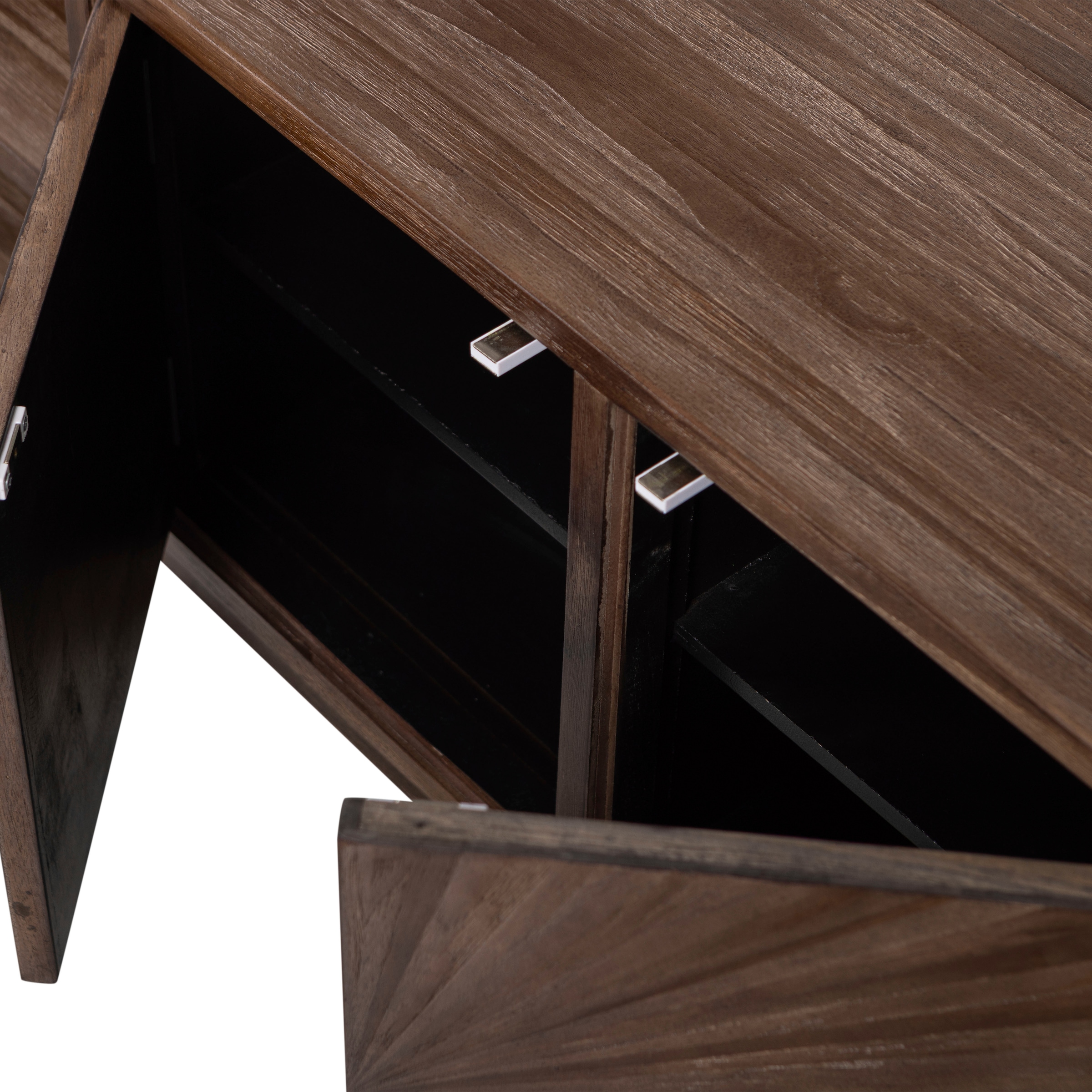 WOOOD Table basse »Sun mit 4 Türen und recyceltem Teakholz« Teck recyclé, bois dur tropical à grain droit