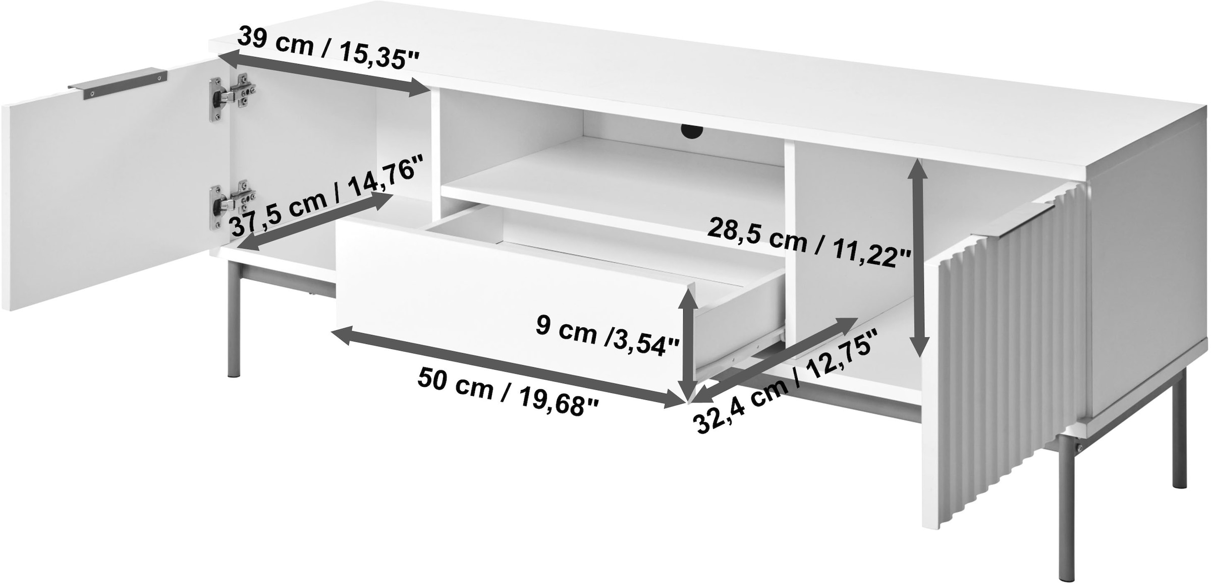 Jahnke TV-Board »CARVE TV 140« 1 Stk. tlg. Edle Gold-Applikationen, Fronten in Wellendesign, 140 cm