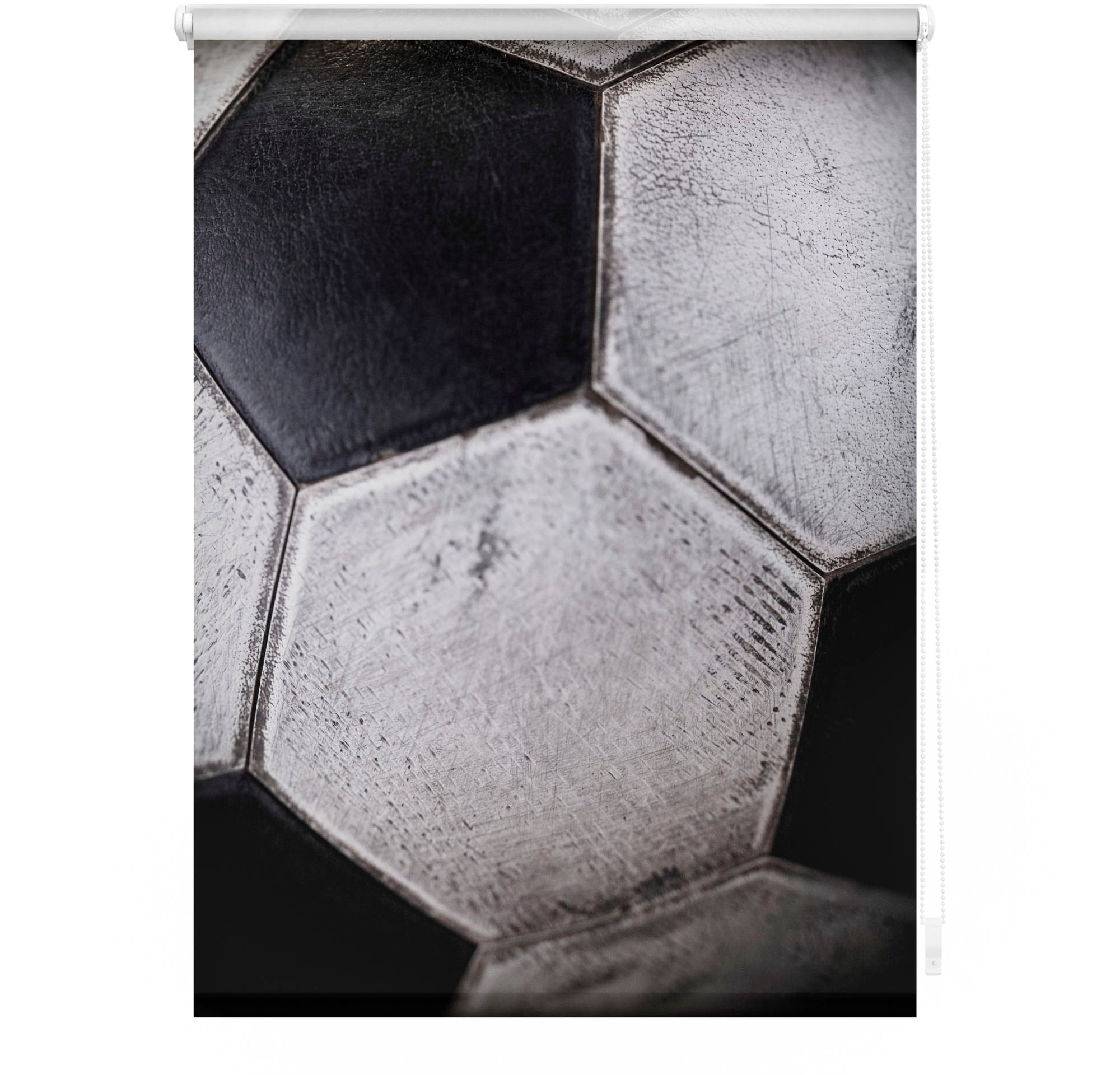 LICHTBLICK ORIGINAL Seitenzugrollo »Rollo Klemmfix, ohne Bohren, blickdicht, Retro Fussball - Schwarz-Weiss«, blickdicht, Sichtschutz-Blendschutz, freihängend