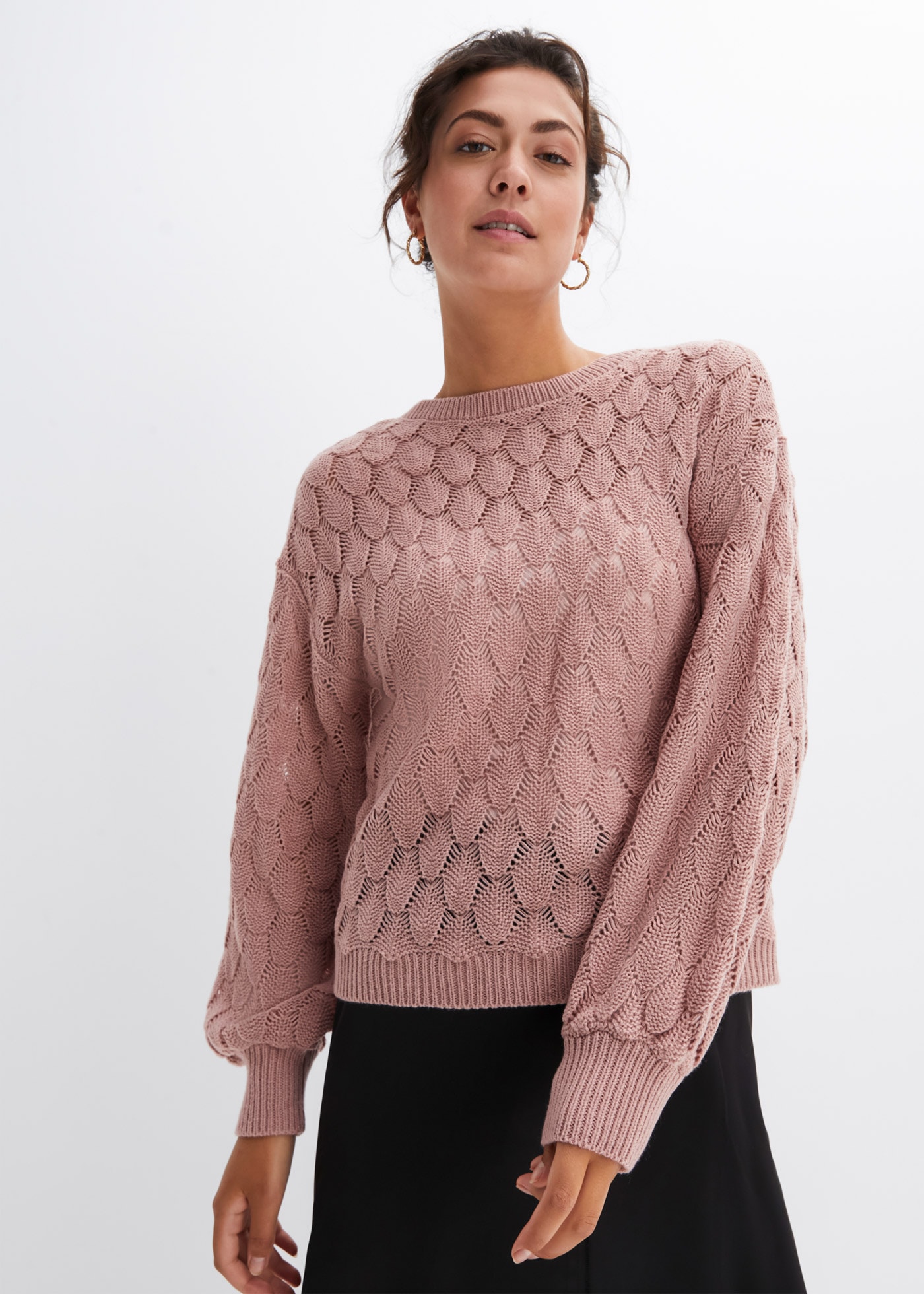 Image of bonprix Ajourpullover "Ajour-Pullover" lässige Passform, Ballonärmel, tolles Ajour-Strickmuster