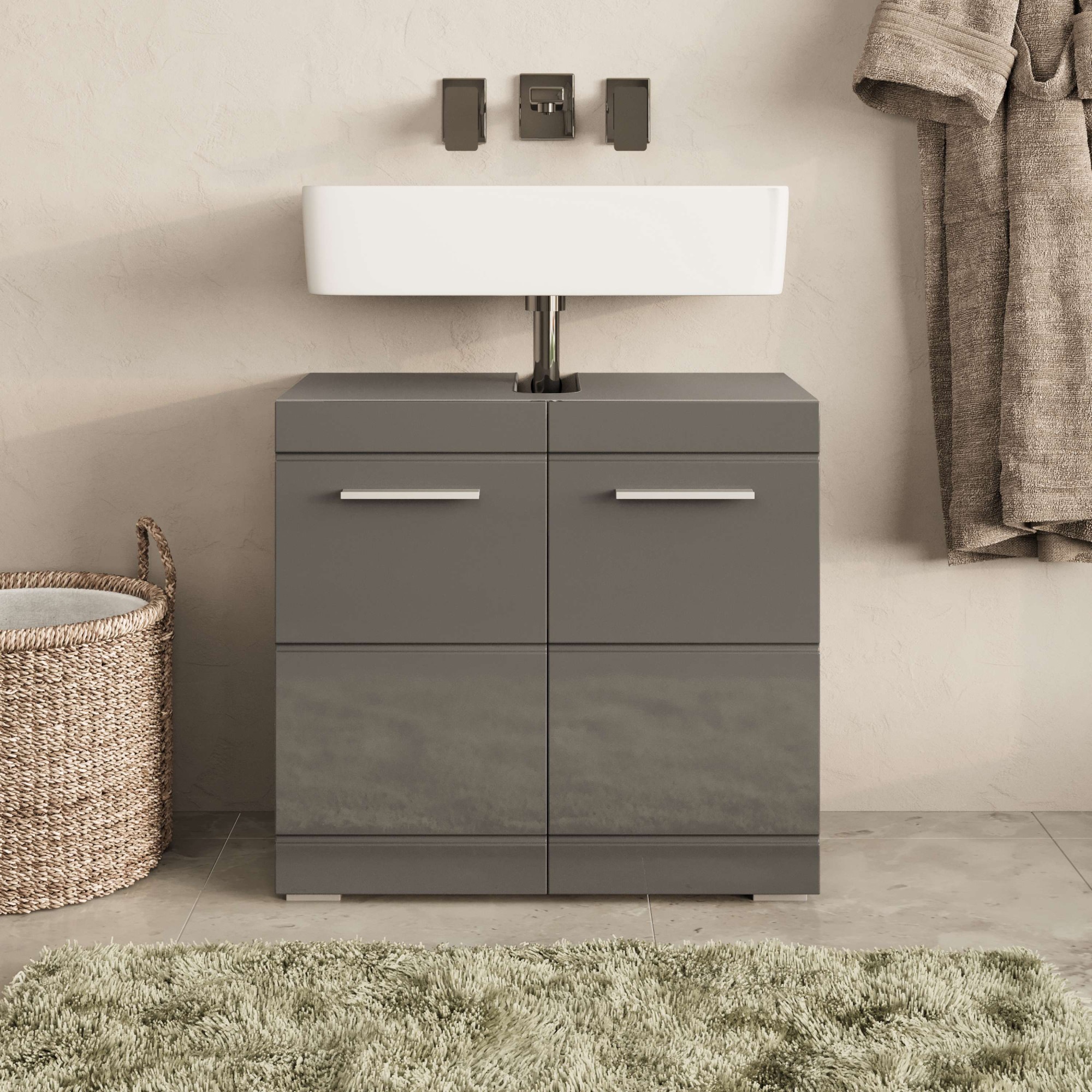 Image of GOODproduct Waschbeckenunterschrank "Föhr" minimalistisch, zeitlos, hochglänzend