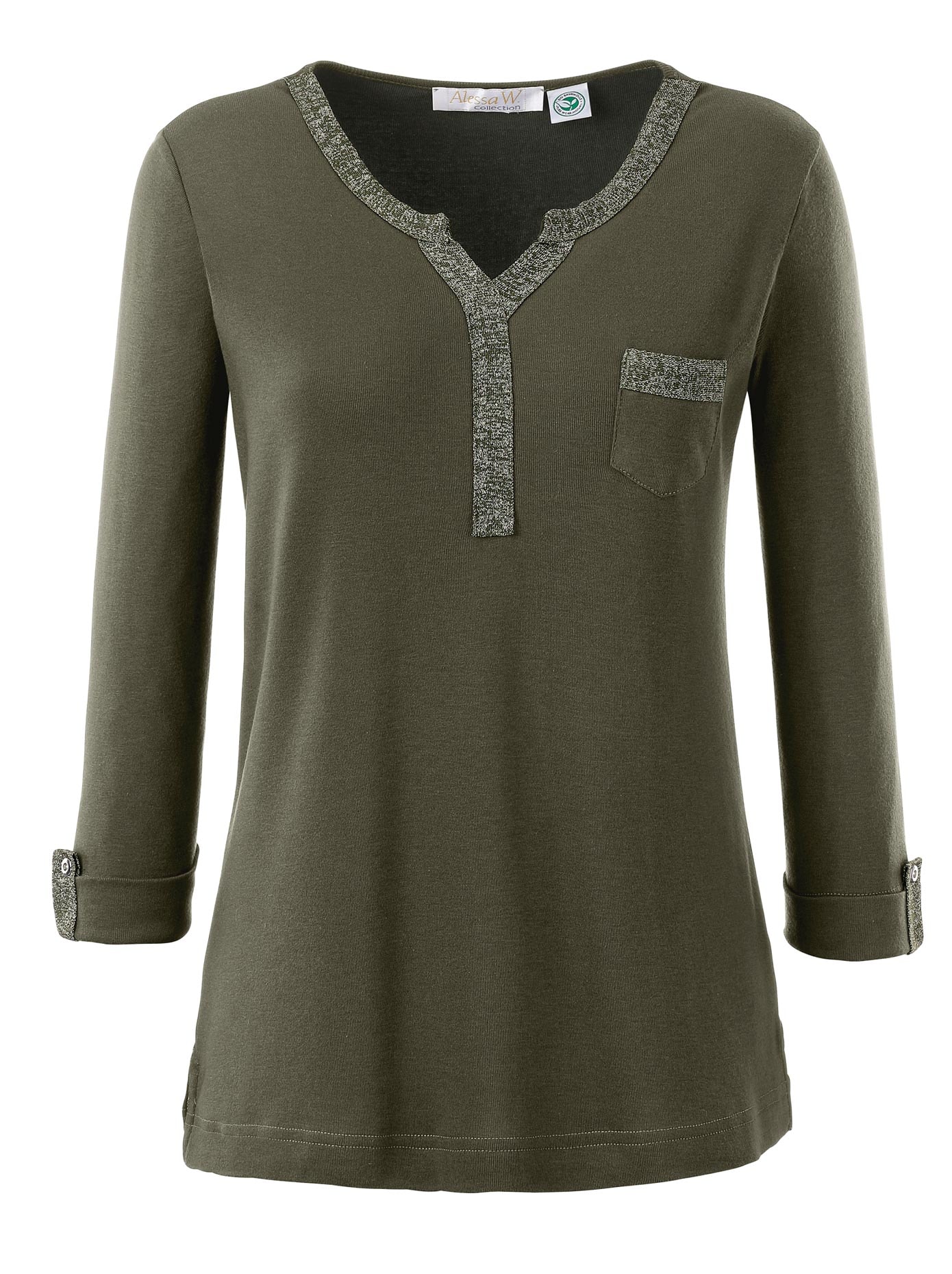 Inspirationen Shirt mit aufgesetztem Glitzerband