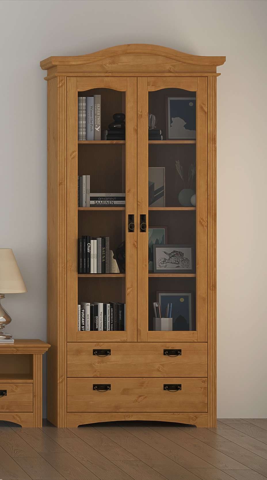 Home affaire Vitrine »Konrad«, aus massiver Kiefer, mit Glaseinsätzen, B/T: 94/208 cm
