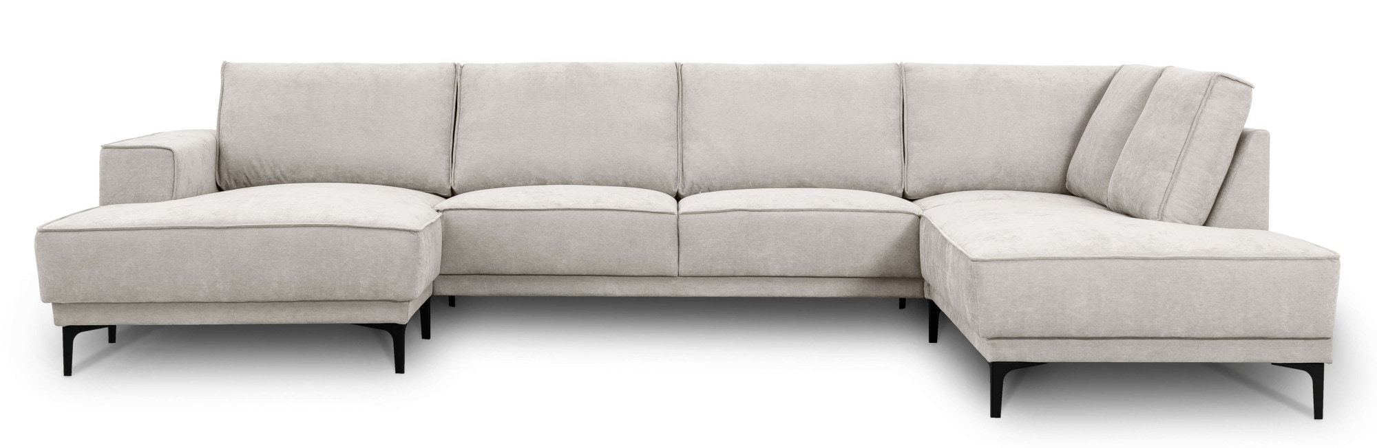 Places of Style Wohnlandschaft »XXL Sofa Oland, Struktur, Flachgewebe, Luxus-Microfaser, Boucle«, U-Form, 345 cm, Wellenunterfederung, Skandi-Design, Metallfüsse