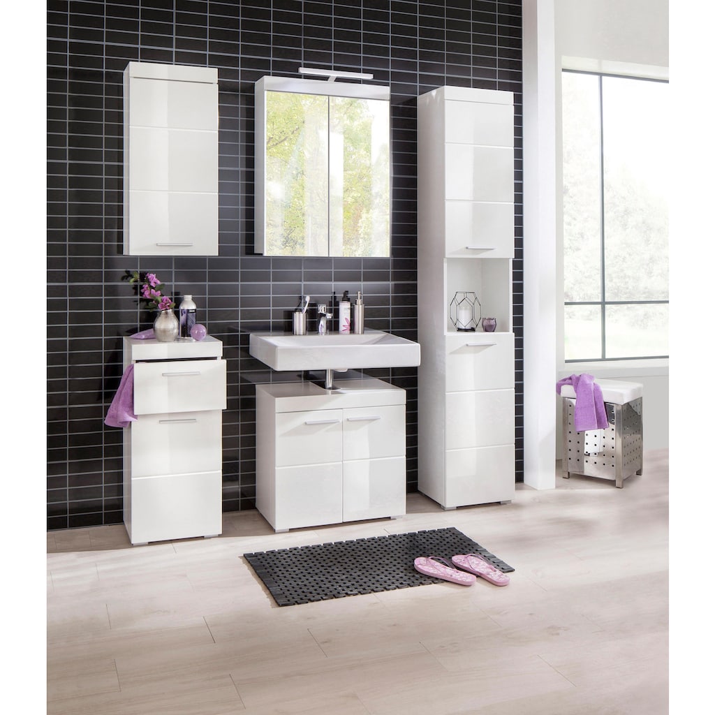trendteam Waschbeckenunterschrank »Amanda«, Höhe 56 cm, Badezimmerschrank mit 2 Türen und Aussparung