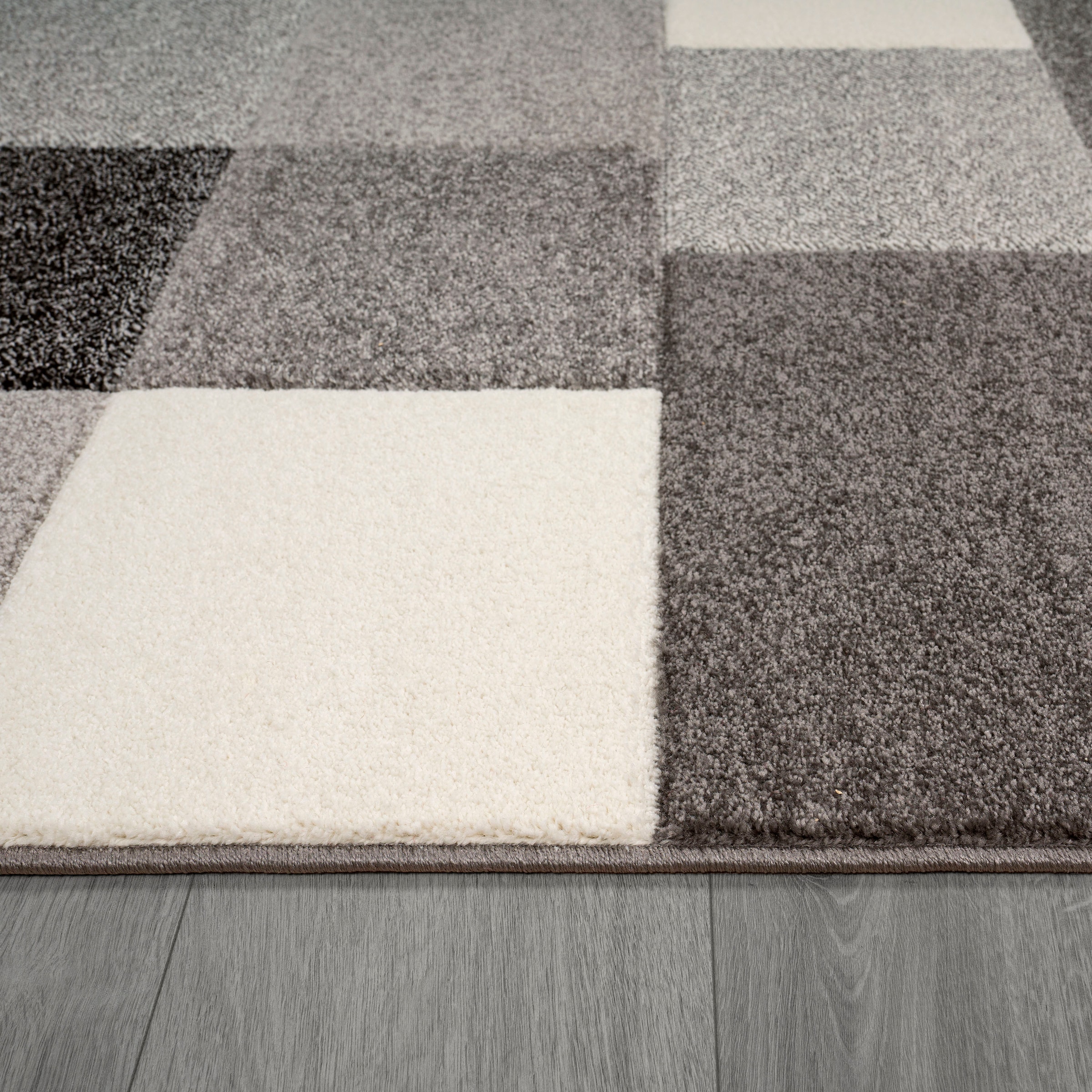 Paco Home Tapis »Brilliance 656« Rectangulaire 17 mm Höhe Kurzflor, modernes Karo Design, handgefertigter Konturenschnitt