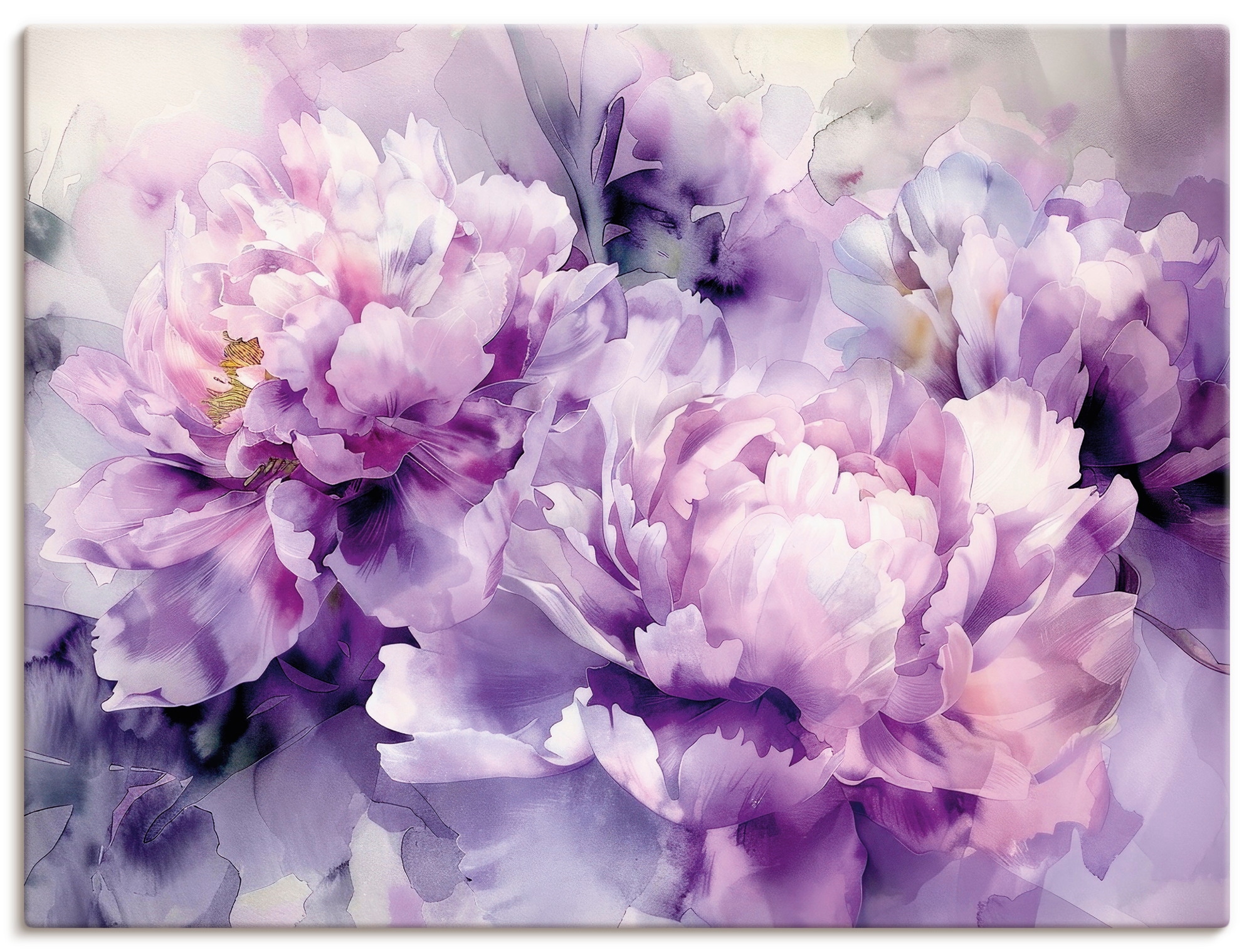 Image of Artland Wandbild "Lila Farbene Pfingstrosen Aquarell" Blumenbilder 1 Stk. tlg. als Alubild, Leinwandbild, Poster, Wandaufkleber in verschied. Grössen