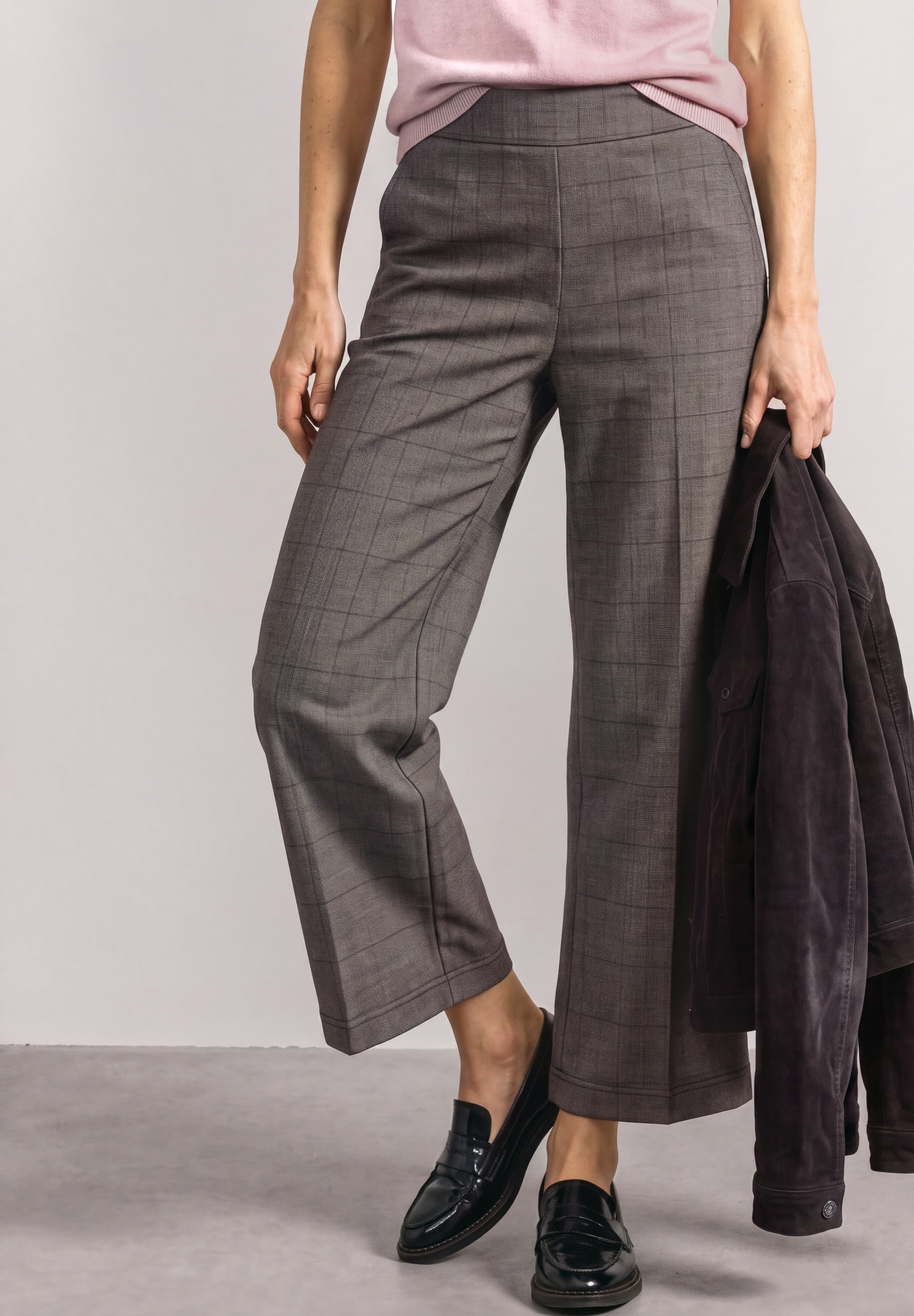 Image of STREET ONE Stoffhose "Style Emee" Culotte mit Karomuster / Weites Bein / Gummibund