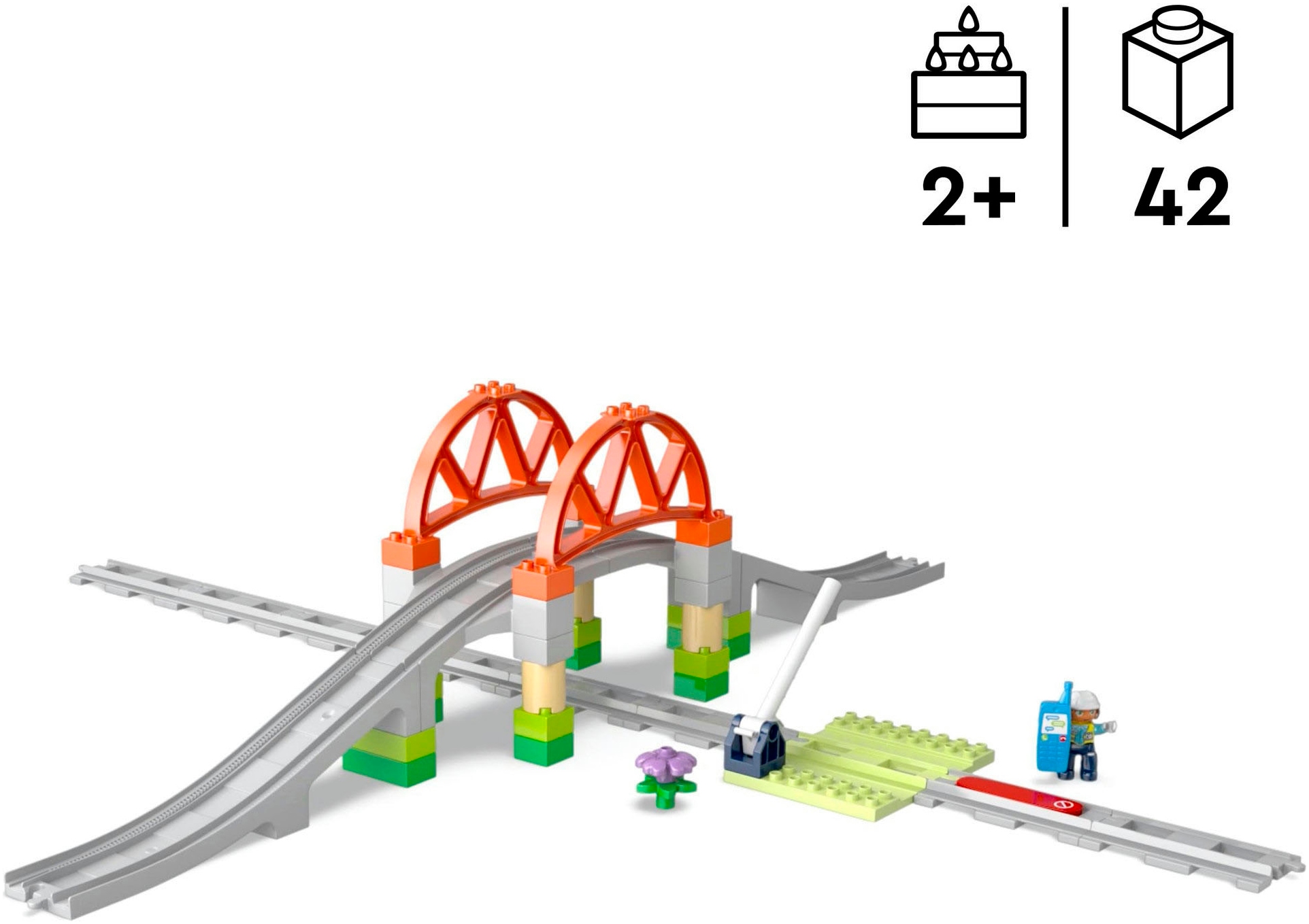 LEGO® Konstruktionsspielsteine »Eisenbahnbrücke und Schienen – Erweiterungsset (10426)« LEGO DUPLO Town; Made in Europe