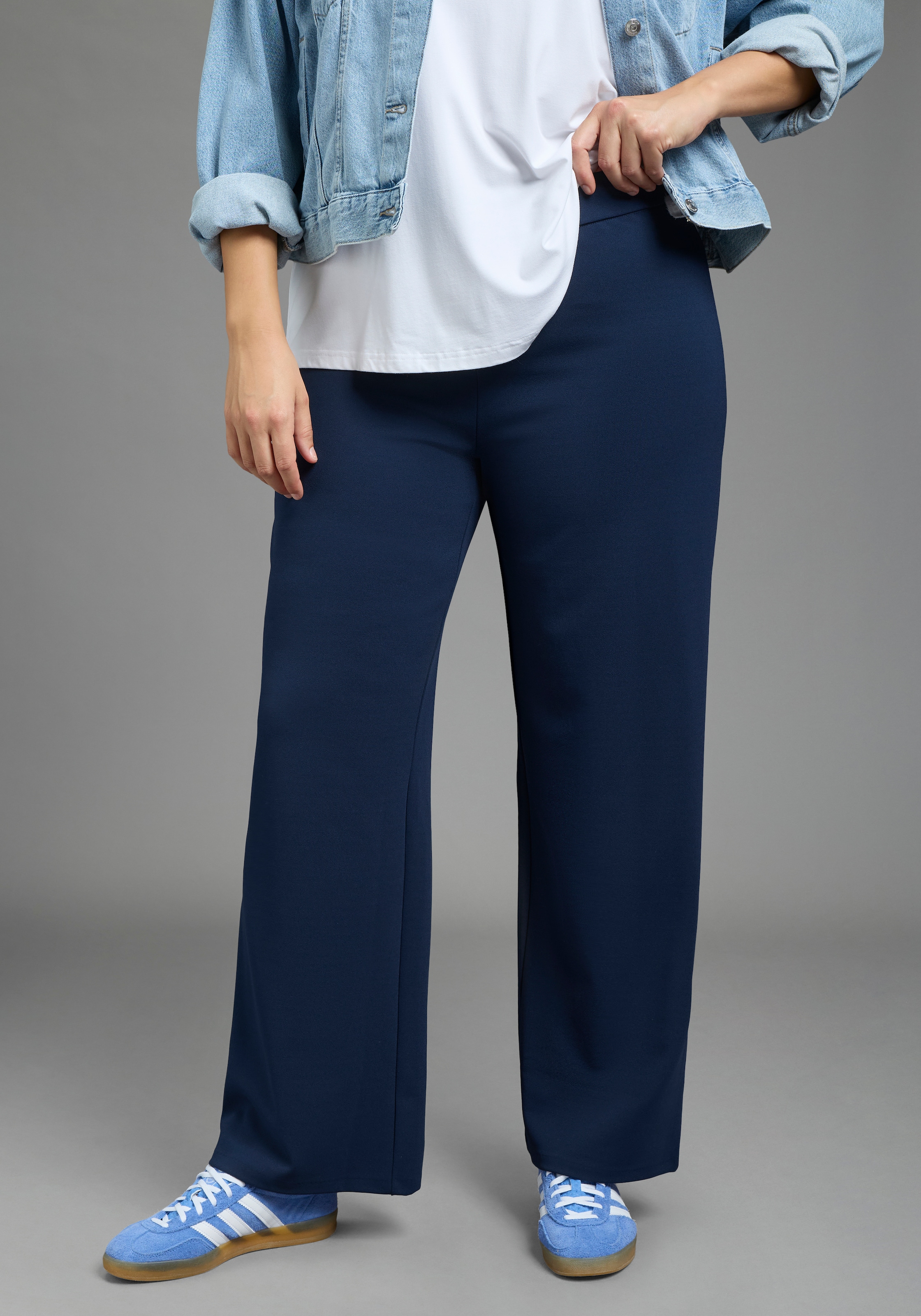 Laura Scott CURVE Pantalon à enfiler »Grosse Grössen«  en tissu stable et élastique avec jambe large