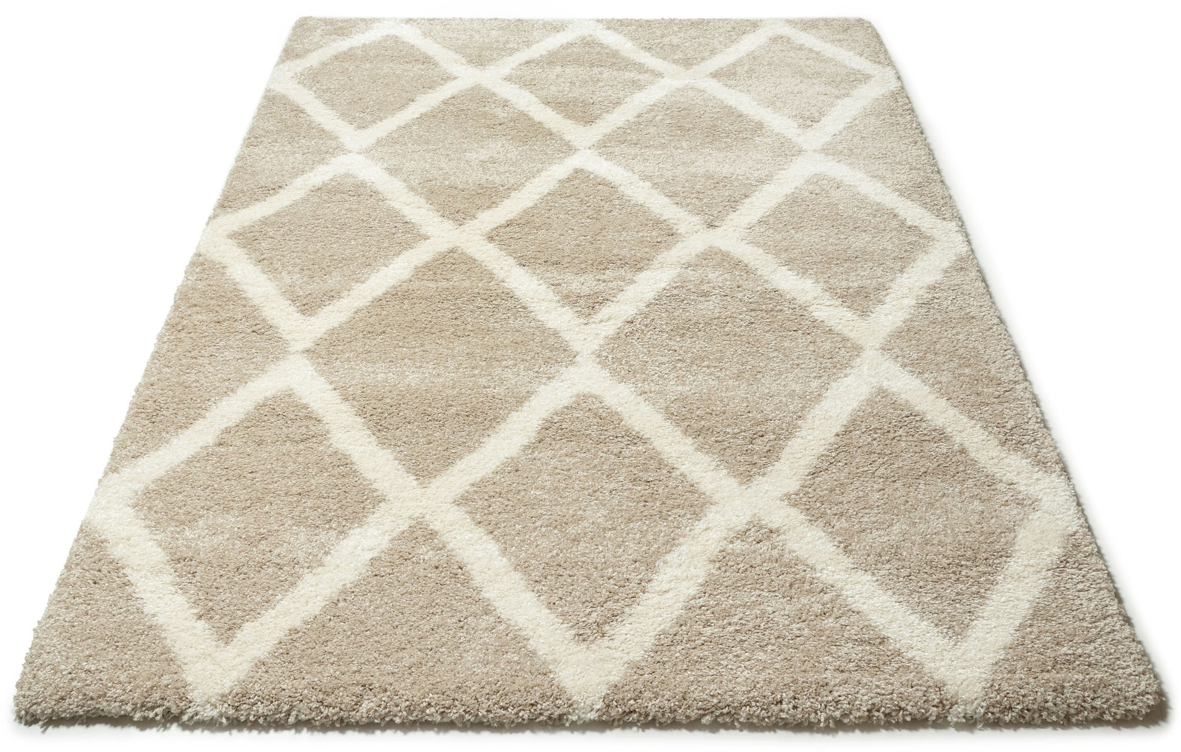 Image of DELAVITA Hochflor-Teppich »Munja«, rechteckig, 40 mm Höhe, Rauten-Muster, Weich, idealer Teppich für Wohnzimmer, Schlafzimmer, Esszimmer bei Ackermann Versand Schweiz