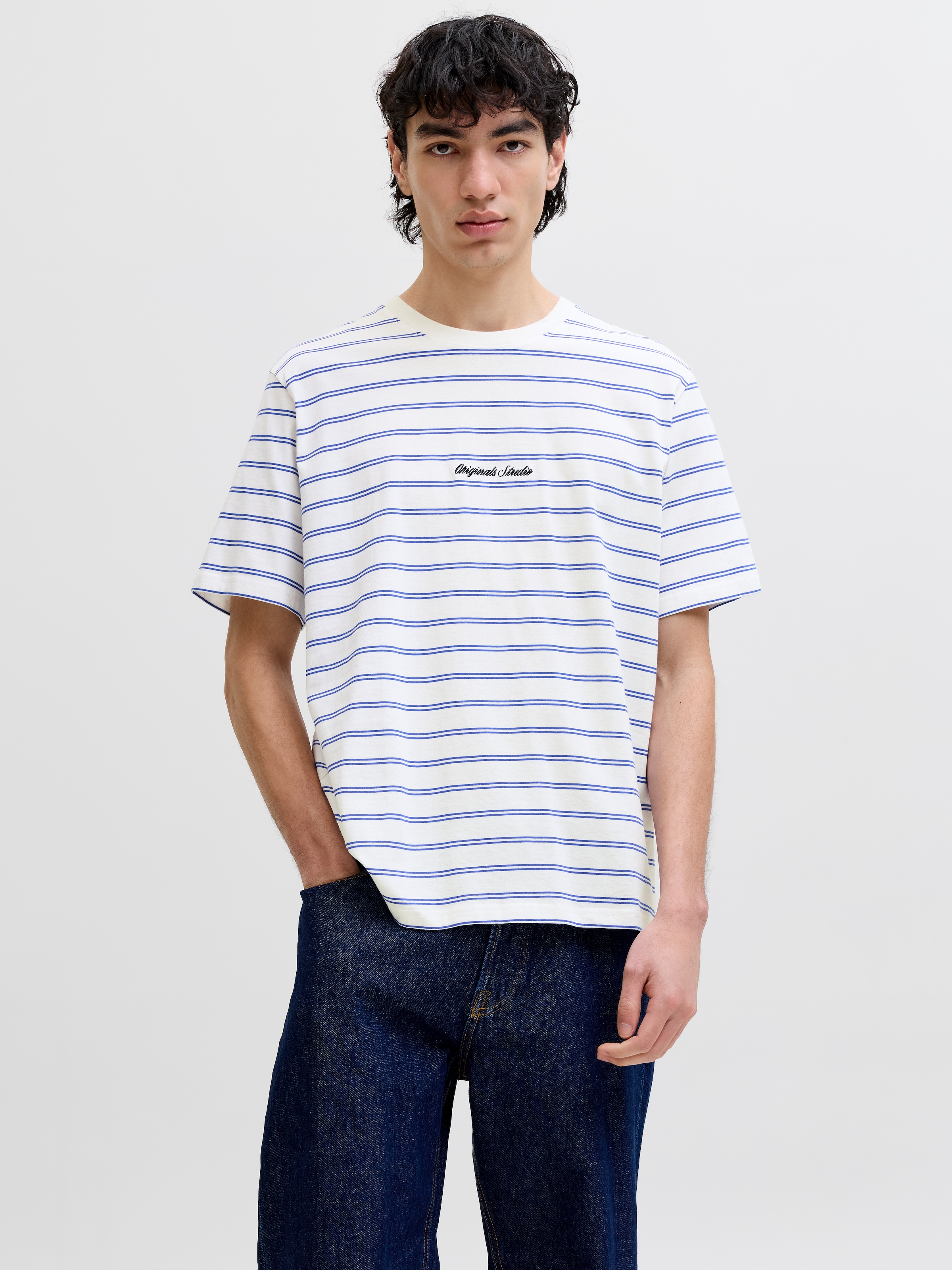 Image of Jack & Jones T-Shirt "JORNORREBRO STRIPE TEE SS CN LN" Baumwolle, relaxed fit