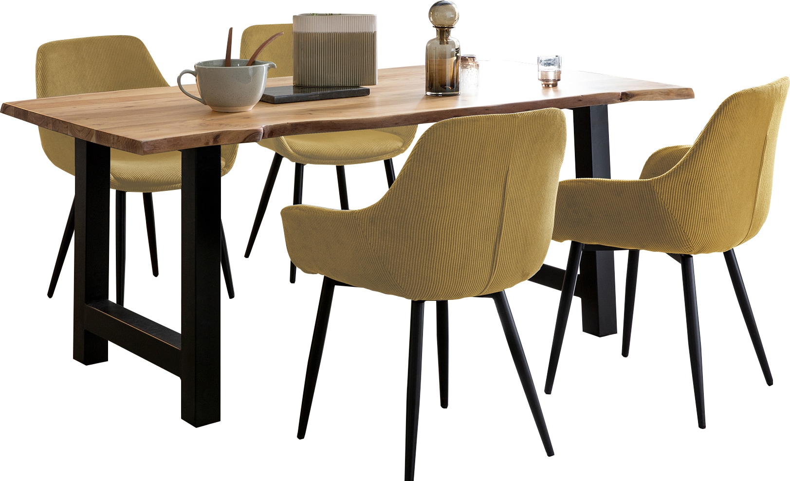 SalesFever Essgruppe »Stilvolle Essgruppe« Set, 5 Stk. tlg. 5-teiliges Set aus geöltem, gewachstem Massivholz