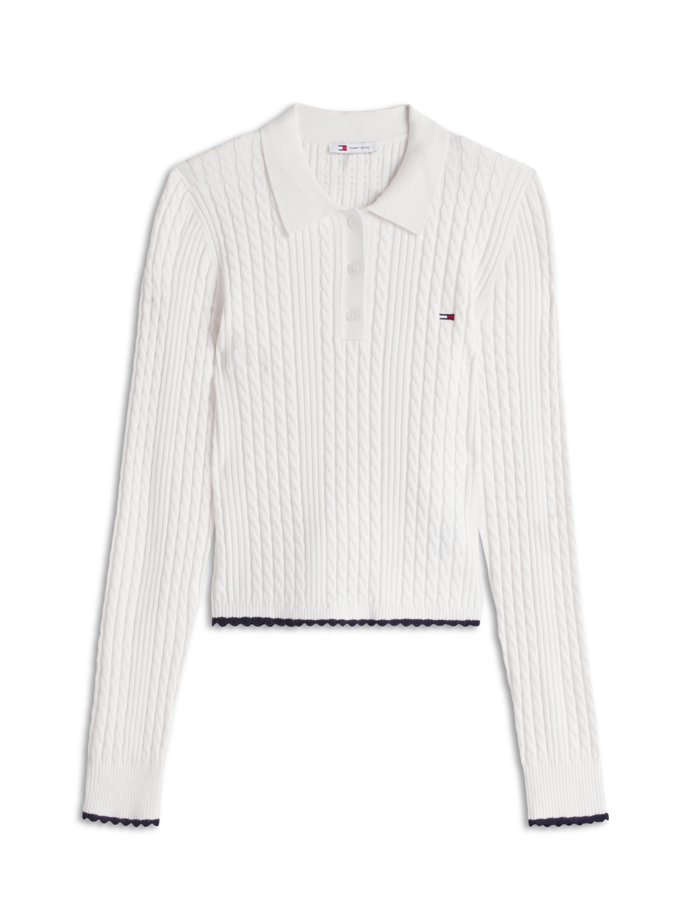 Tommy Jeans Polokragenpullover »TJW MICRO CABLE POLO SWEATER EXT« Viskosemischung, mit Zopfmuster