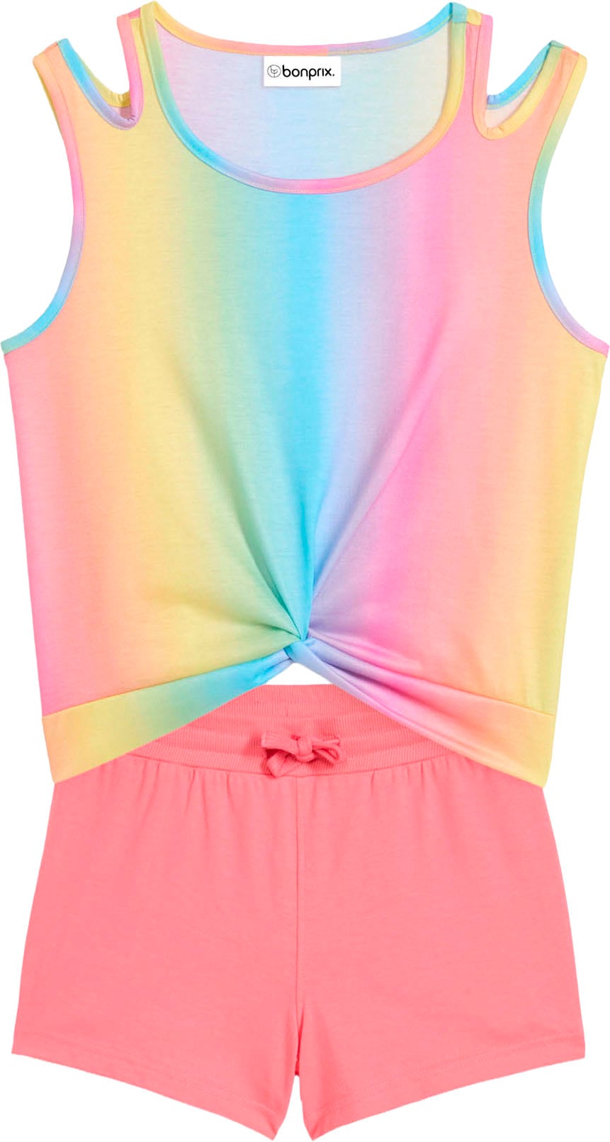 bonprix Short »Top und Shorts (2-tlg.Set)«  aus Polyester und Baumwolle, Regular Fit, mit Farbverlauf