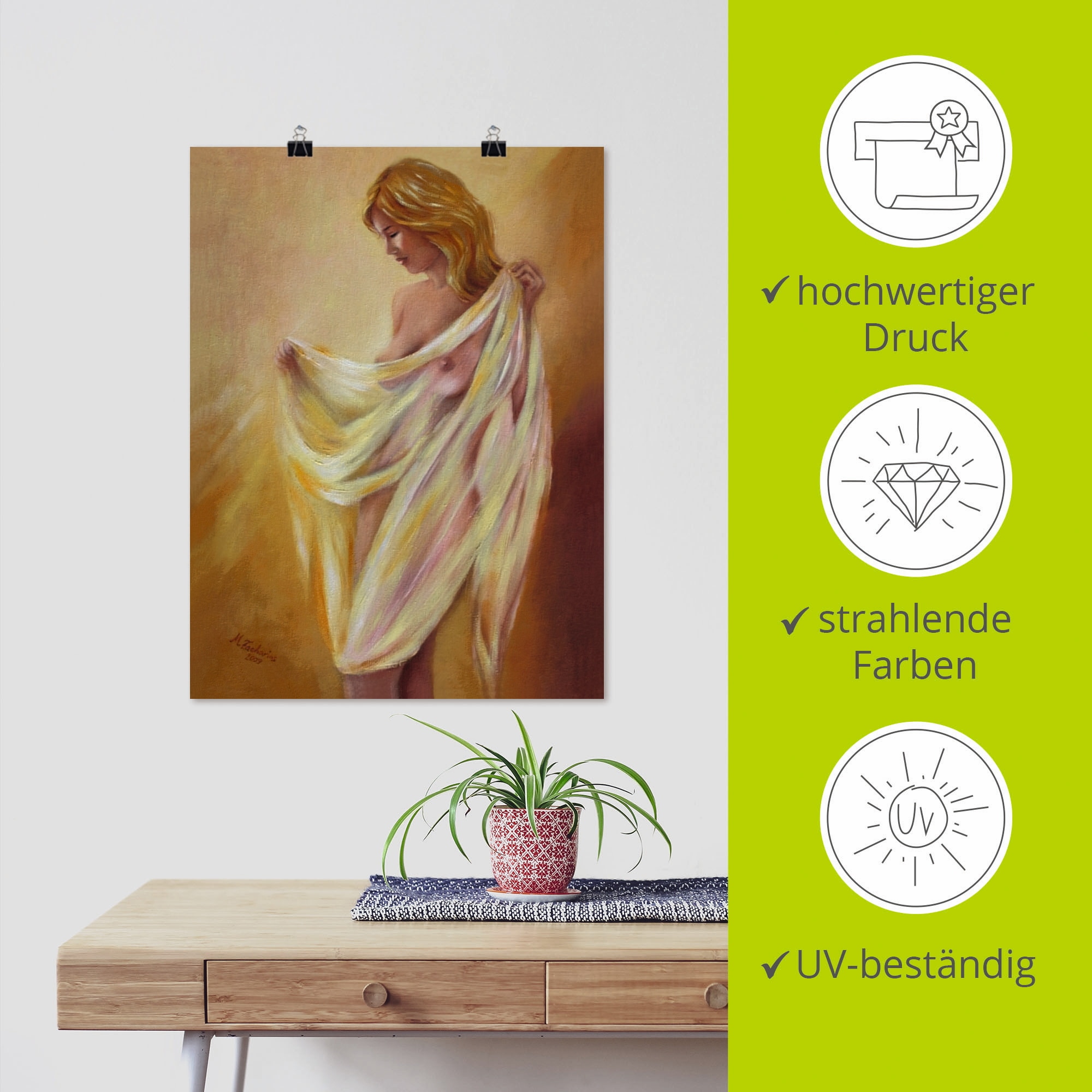 Artland Wandbild »Akt mit Tuch« Frau 1 Stk. tlg. als Leinwandbild, Poster in verschied. Grössen