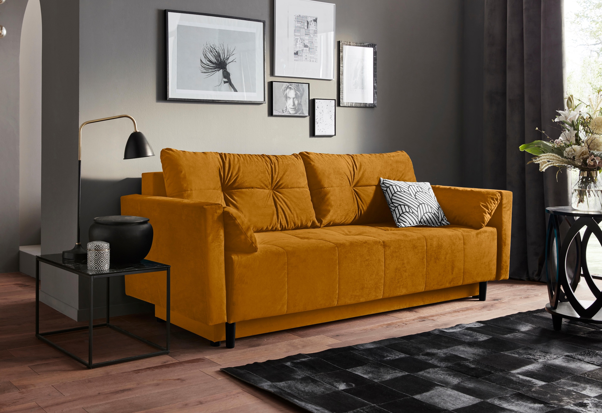 Image of COLLECTION AB Schlafsofa "Solar, B: 225 cm, Liegel. 136x200 cm" Bettfunktion, Bettkasten & 1 Zierkissen, Federkern