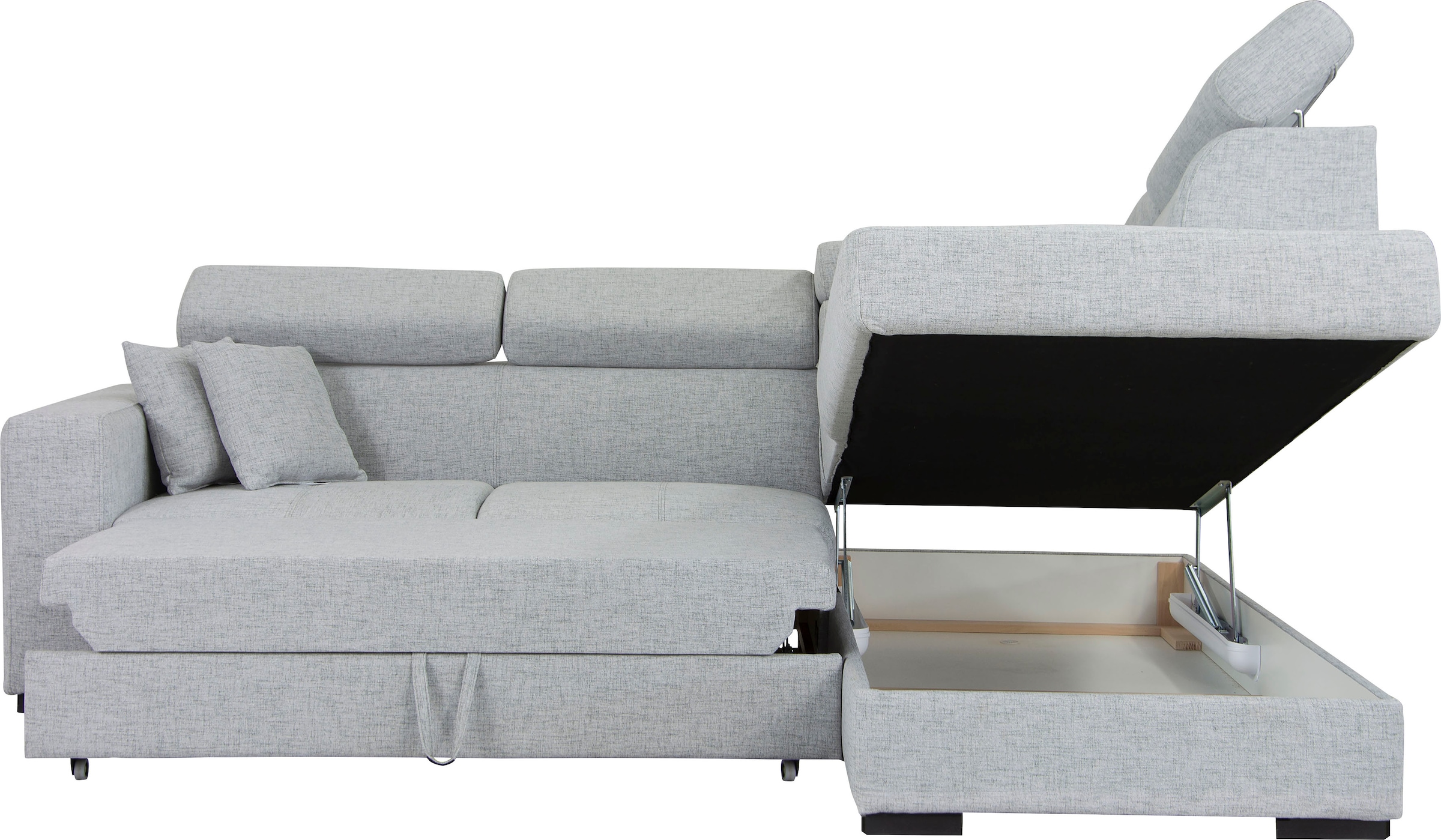 Home affaire Ecksofa »Tulio L-Form«, wahlweise mit Bettfunktion und Bettkasten, incl. 3 Zierkissen