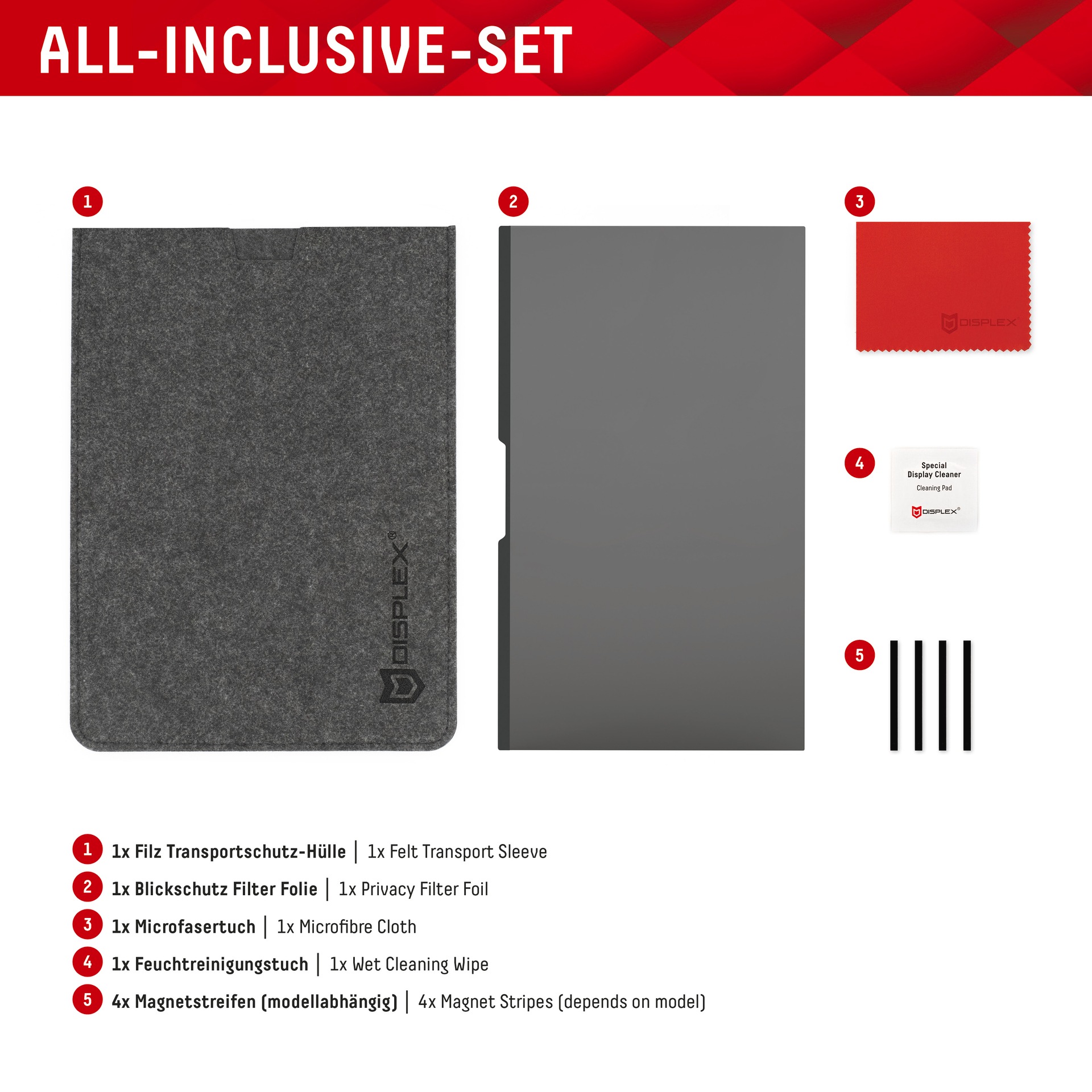 Displex Displayschutzfolie »Privacy Safe Universal (magnetisch) 14 Zoll 16:10«, Displayschutz, Schutzfolie, Bildschirmschutz, kratz- & stossfest